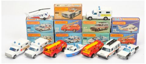 Matchbox Superfast A Group of 10 Emergency Related To Include - 22c Blaze Buster - Red with yello...