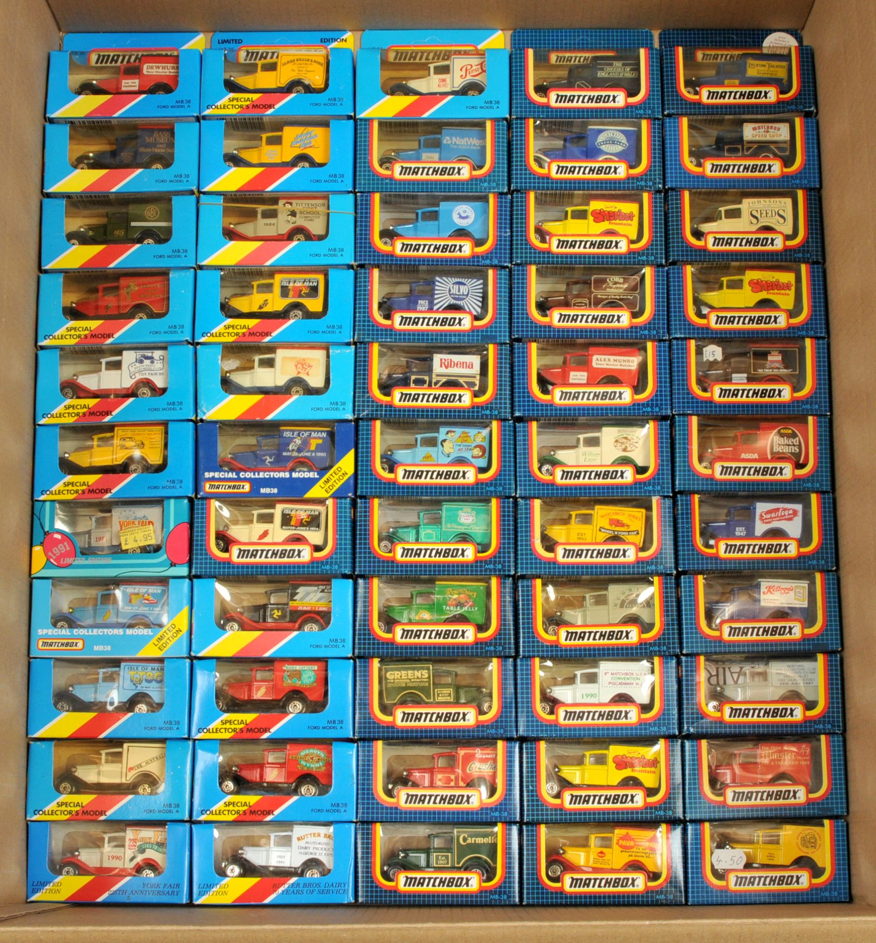 Matchbox Superfast Group of MB38 Ford Model A Vans Including 6 x Isle of Man TT Racing Issues; va...