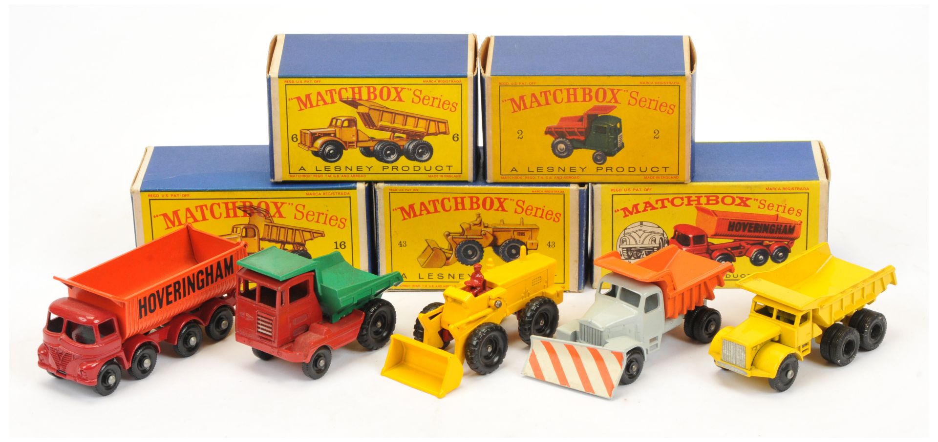 Matchbox Regular Wheels group all have black plastic wheels (1) 2c Muir Hill Dumper "Laing" - red...