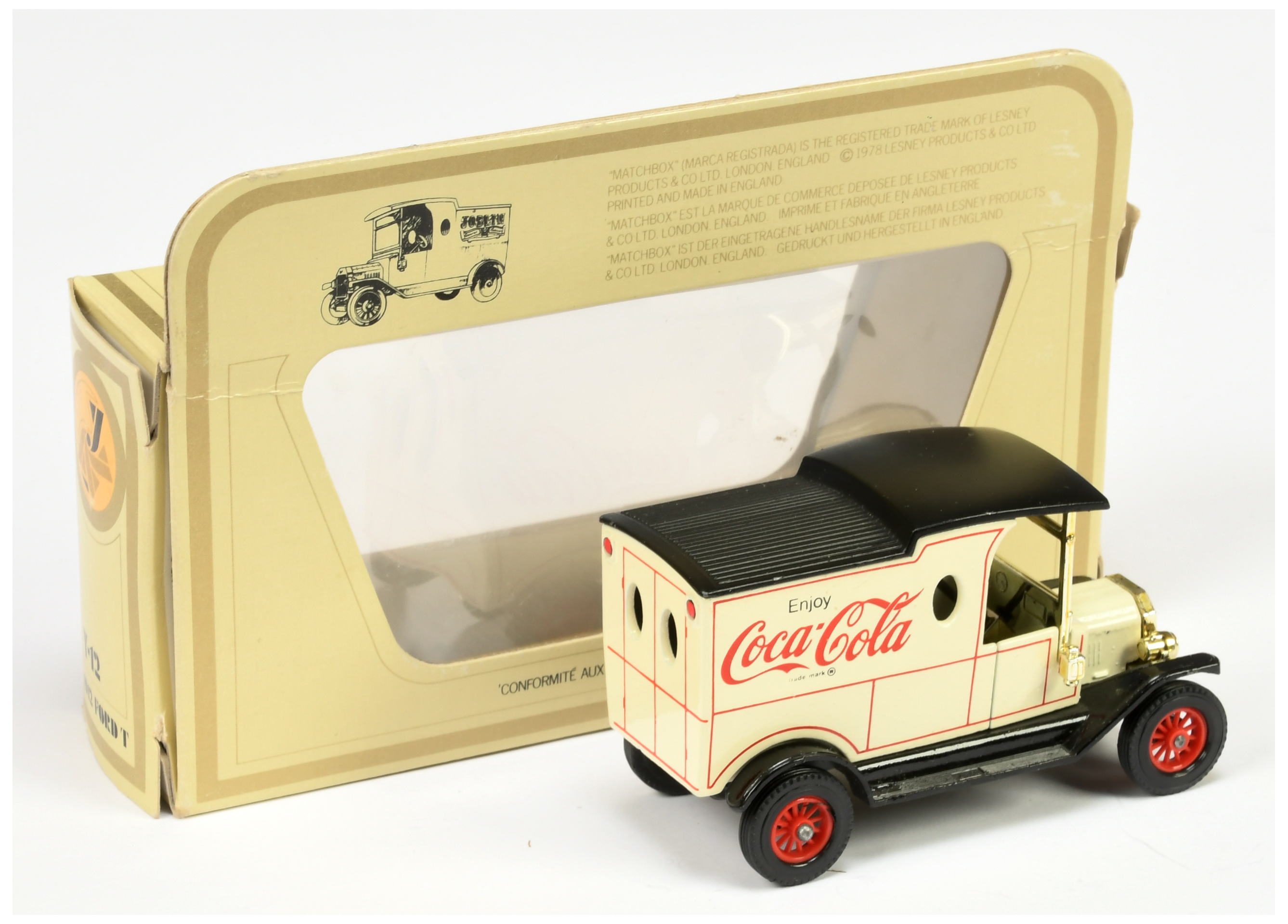 Matchbox Models of Yesteryear Y12 1912 Ford Model T Van "Coca Cola" - off-white body with 5 verti... - Image 2 of 2