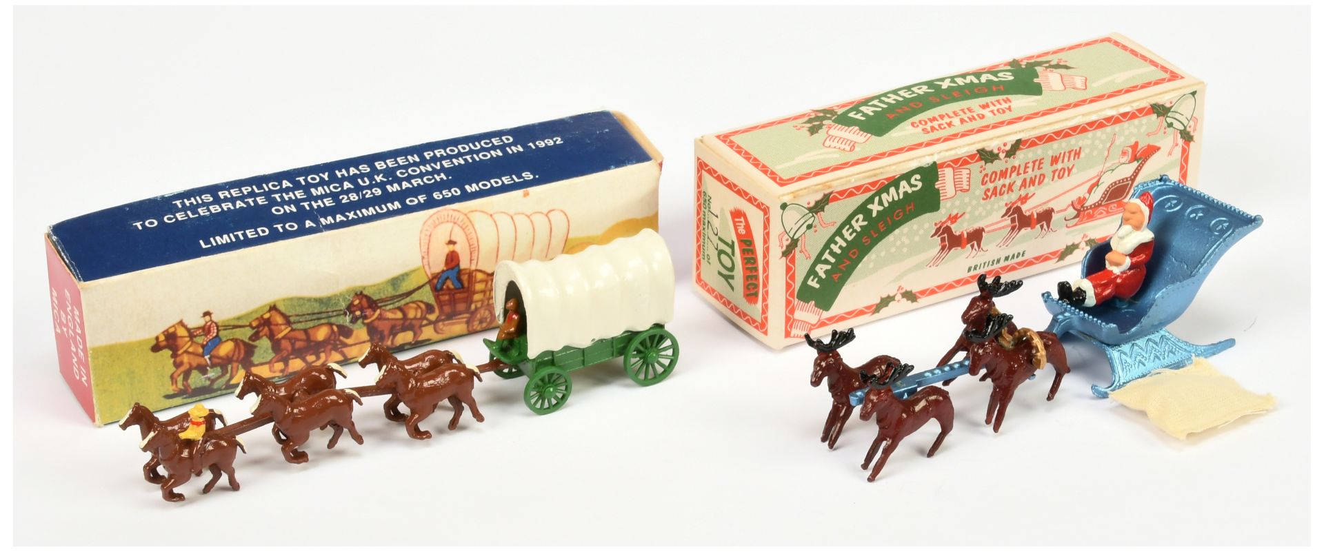Matchbox Models of Yesteryear "The Perfect Toy" Pair (1) Covered Wagon  - Green, white canopy, br...