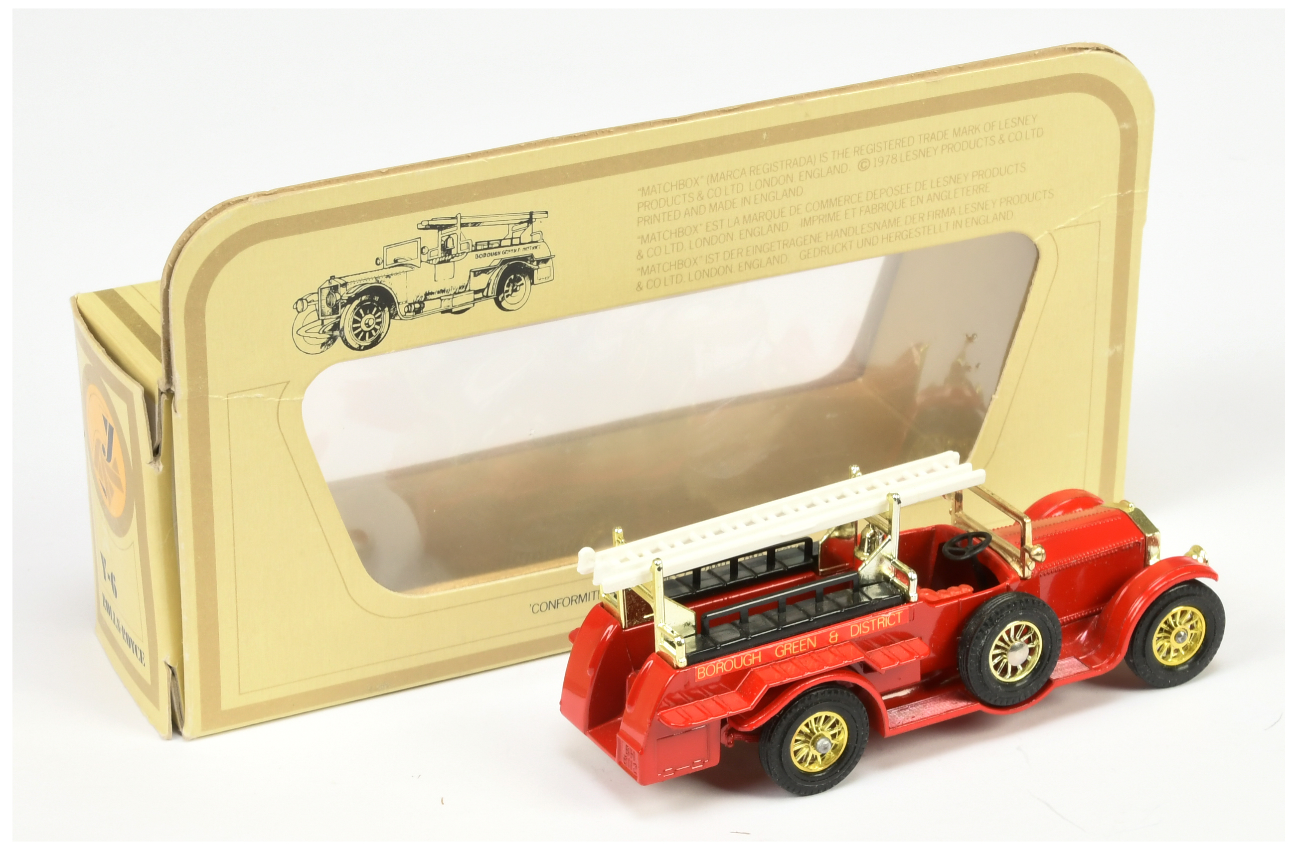 Matchbox Models of Yesteryear Y6 1920 Rolls Royce Fire Engine - darker red body and chassis, brig... - Image 2 of 2