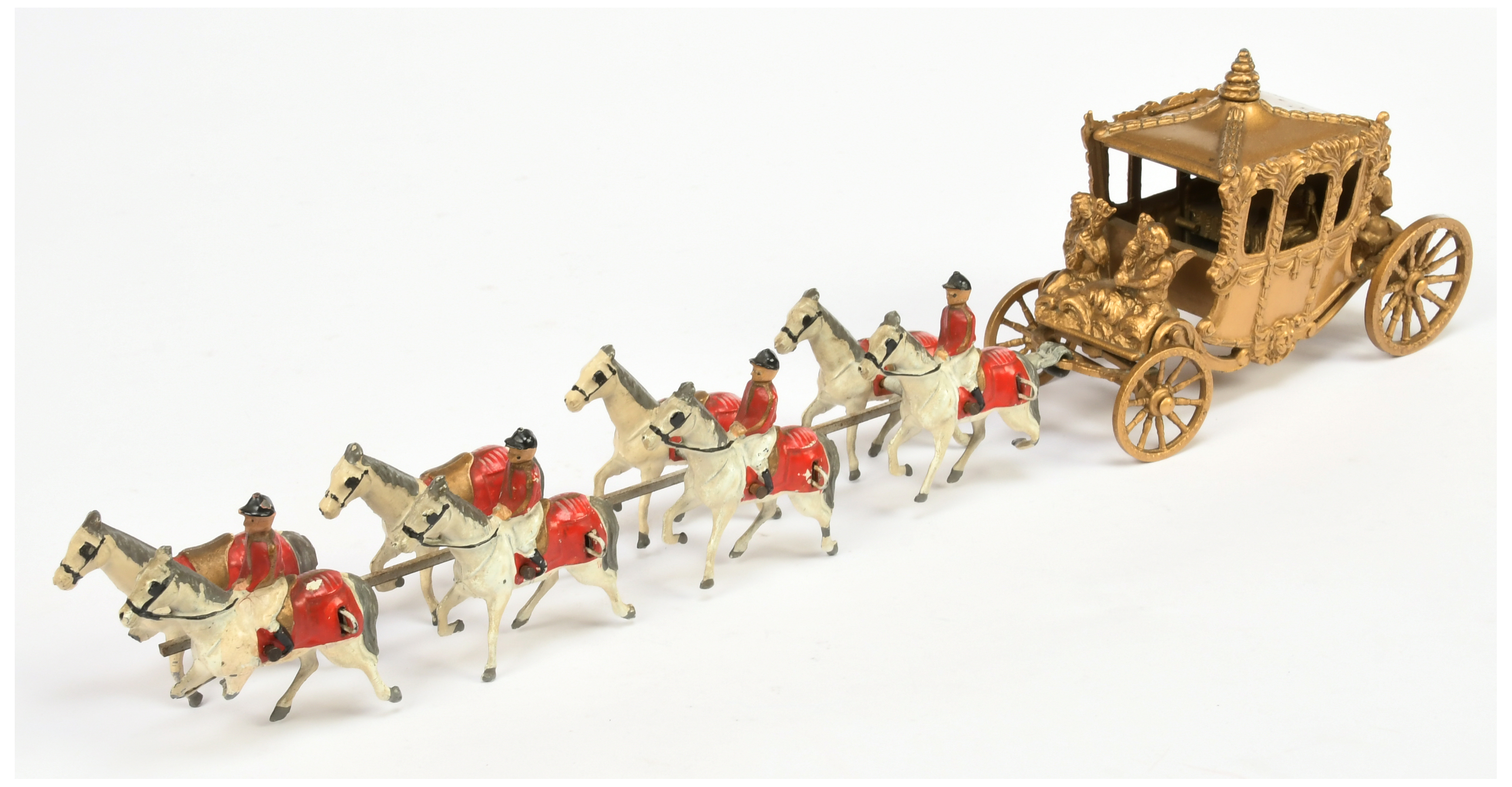 Matchbox Early Moko Lesney Toys large scale Coronation Coach with Queen figure - metallic gold co...