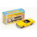 Matchbox Superfast No.27a Mercedes 230SL - dark yellow body, black interior, bare metal base, hol...