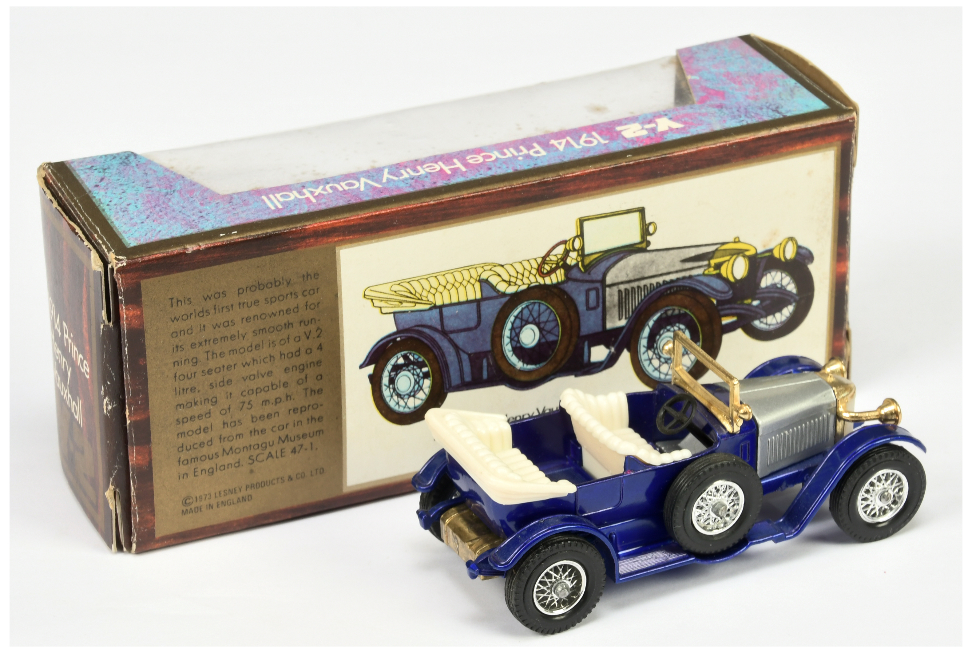 Matchbox Models of Yesteryear Y2 1914 Prince Henry Vauxhall Colour Trial model metallic blue body... - Image 2 of 2