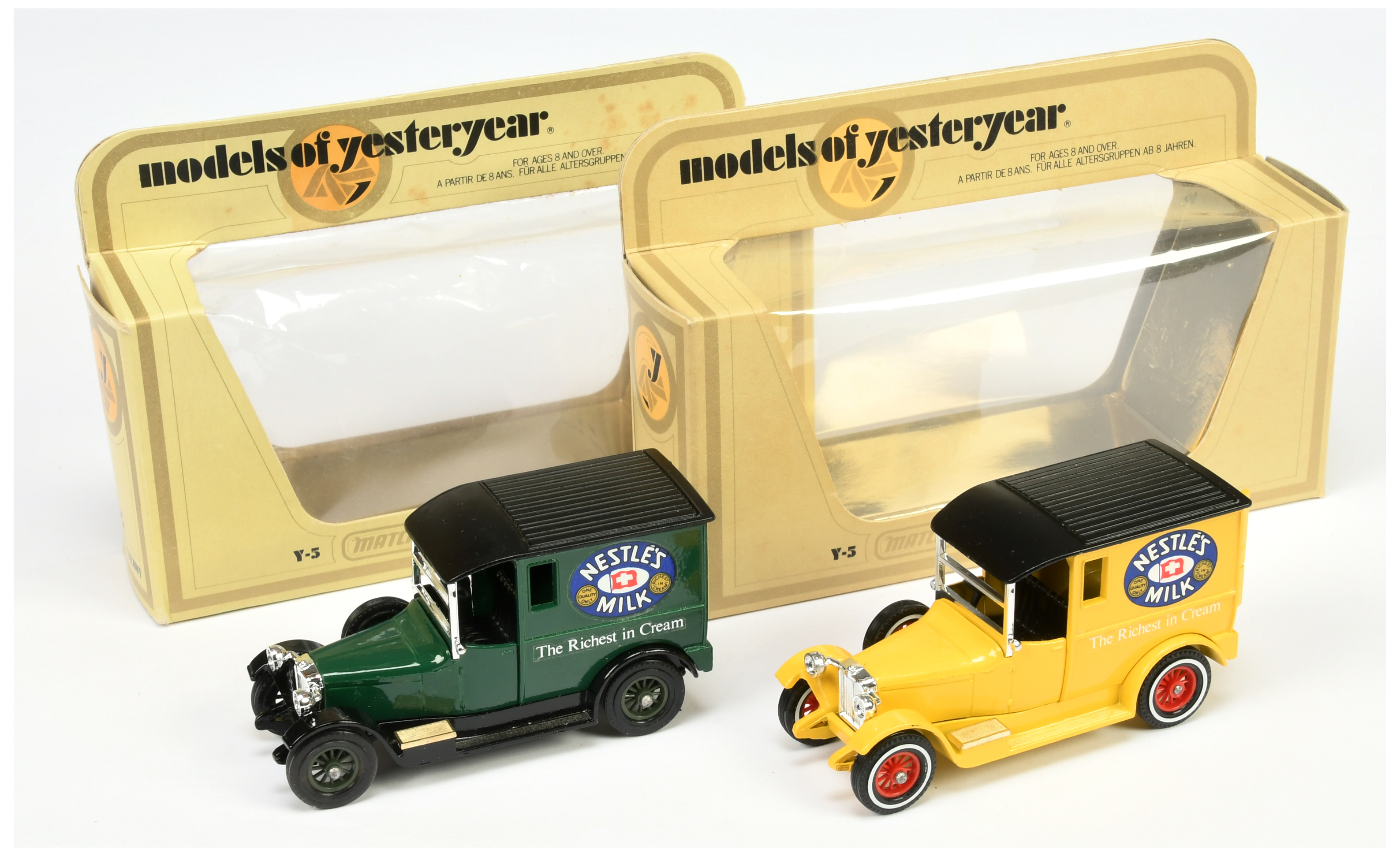 Matchbox Models of Yesteryear Y5 1927 Talbot Van "Nestles Milk" colour trial pair (1) dark green ...