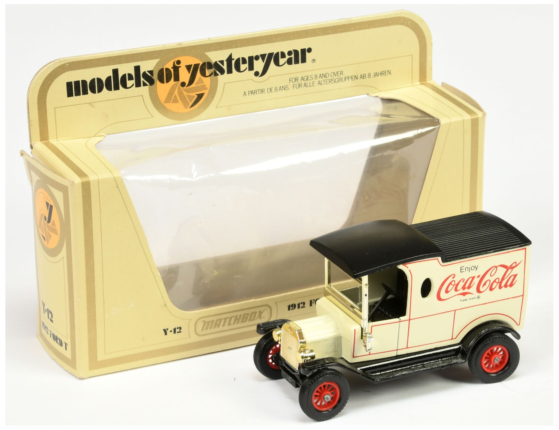 Matchbox Models of Yesteryear Y12 1912 Ford Model T Van "Coca Cola" - off-white body with 5 verti...