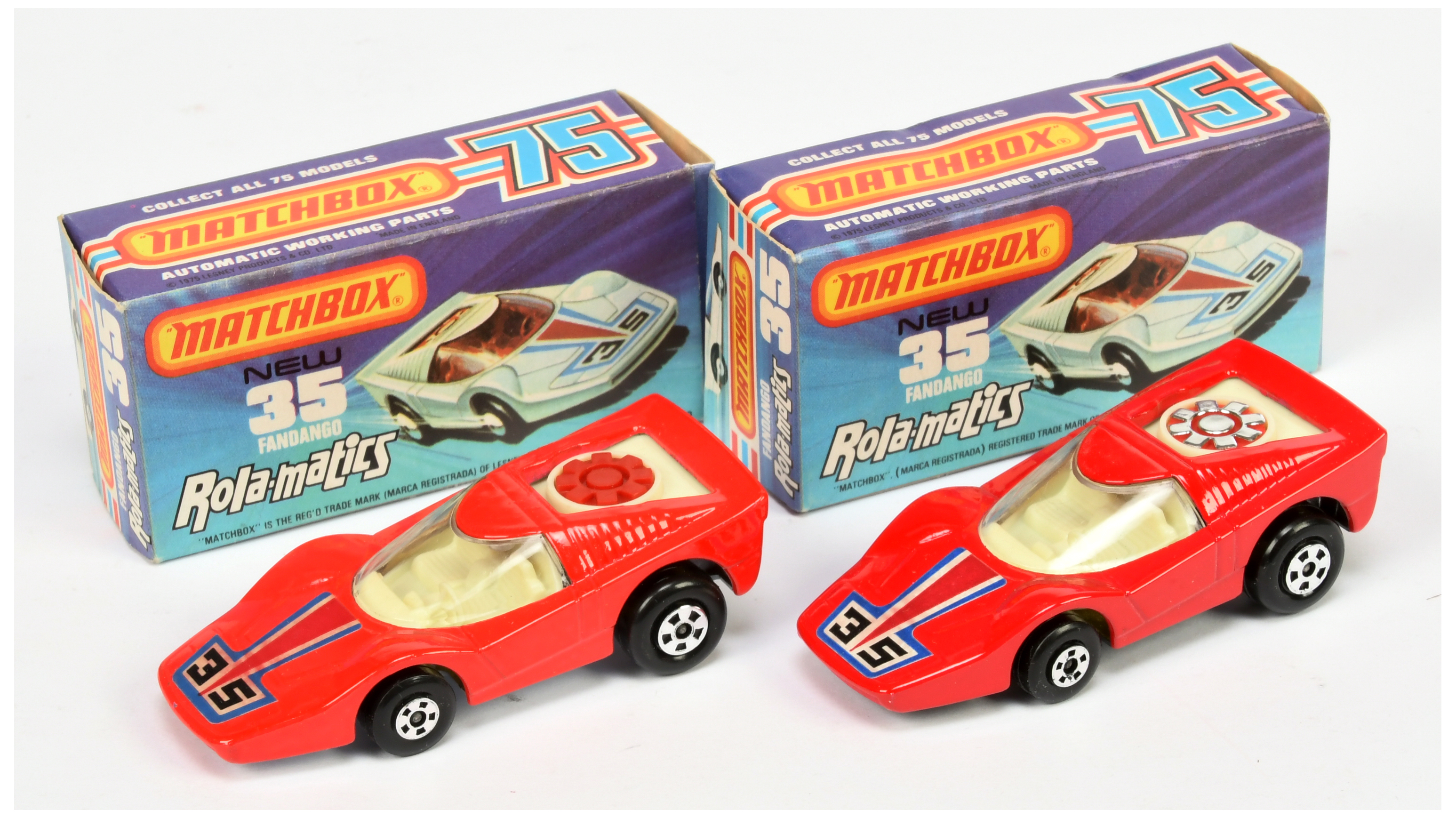Matchbox Superfast A Pair - (1) Fandango - Red including Disc, racing No.35 Labels  and (2)  but ...