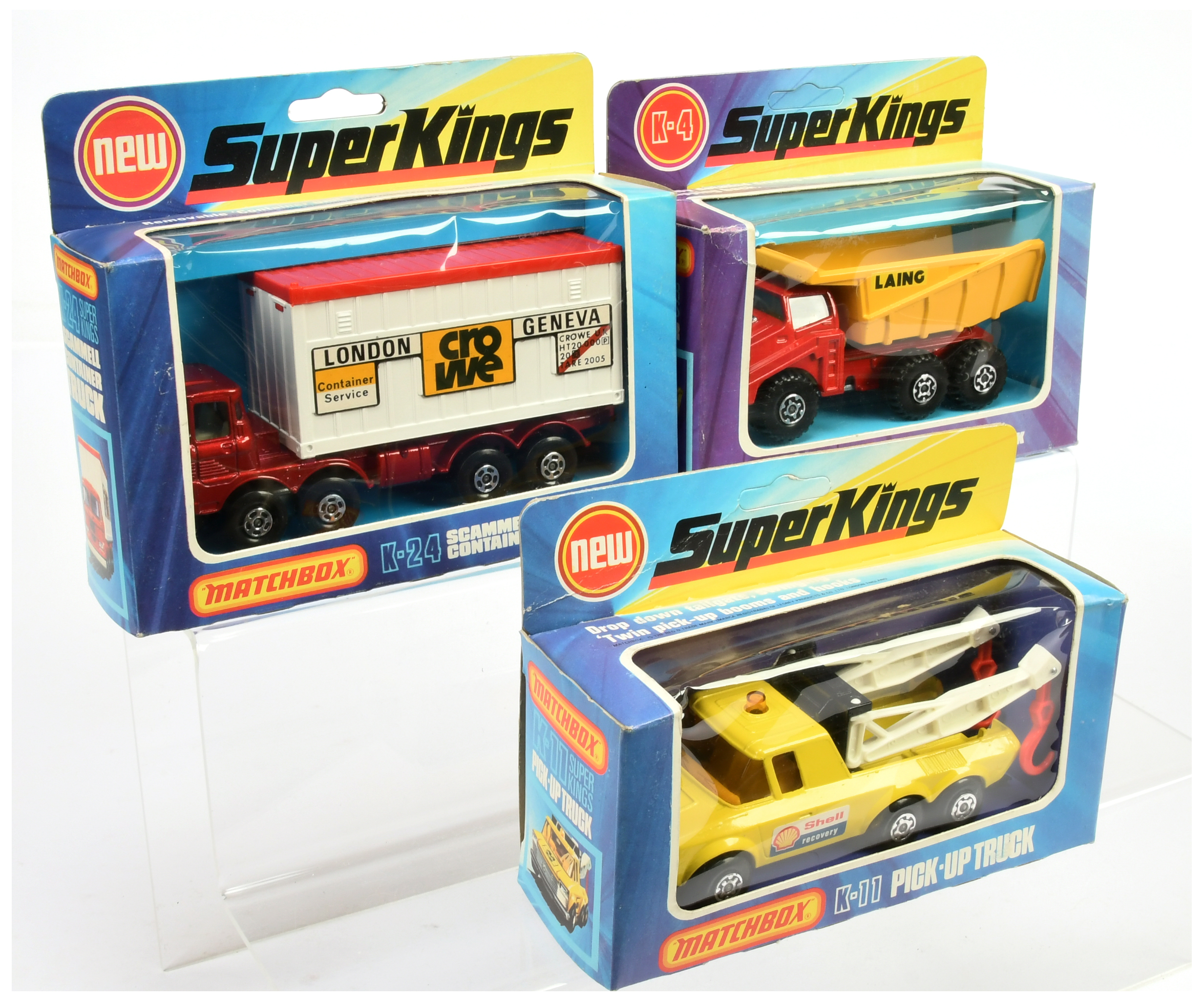 Matchbox Superkings  A Group 3 To Include (1) K4 Tipper Truck "Laing" - Red and yellow, (2) K11 P...