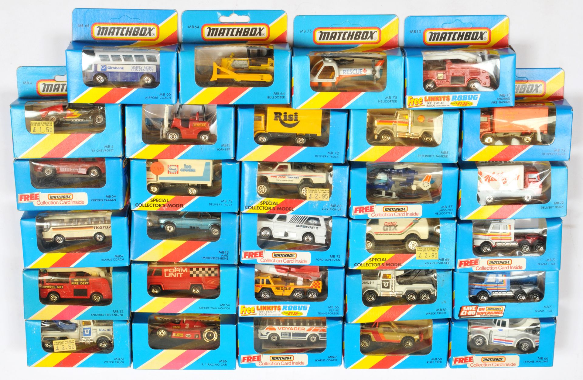 Matchbox Superfast MB Series a large group of Macau issues including; MB4 57 Chevrolet - black wi...