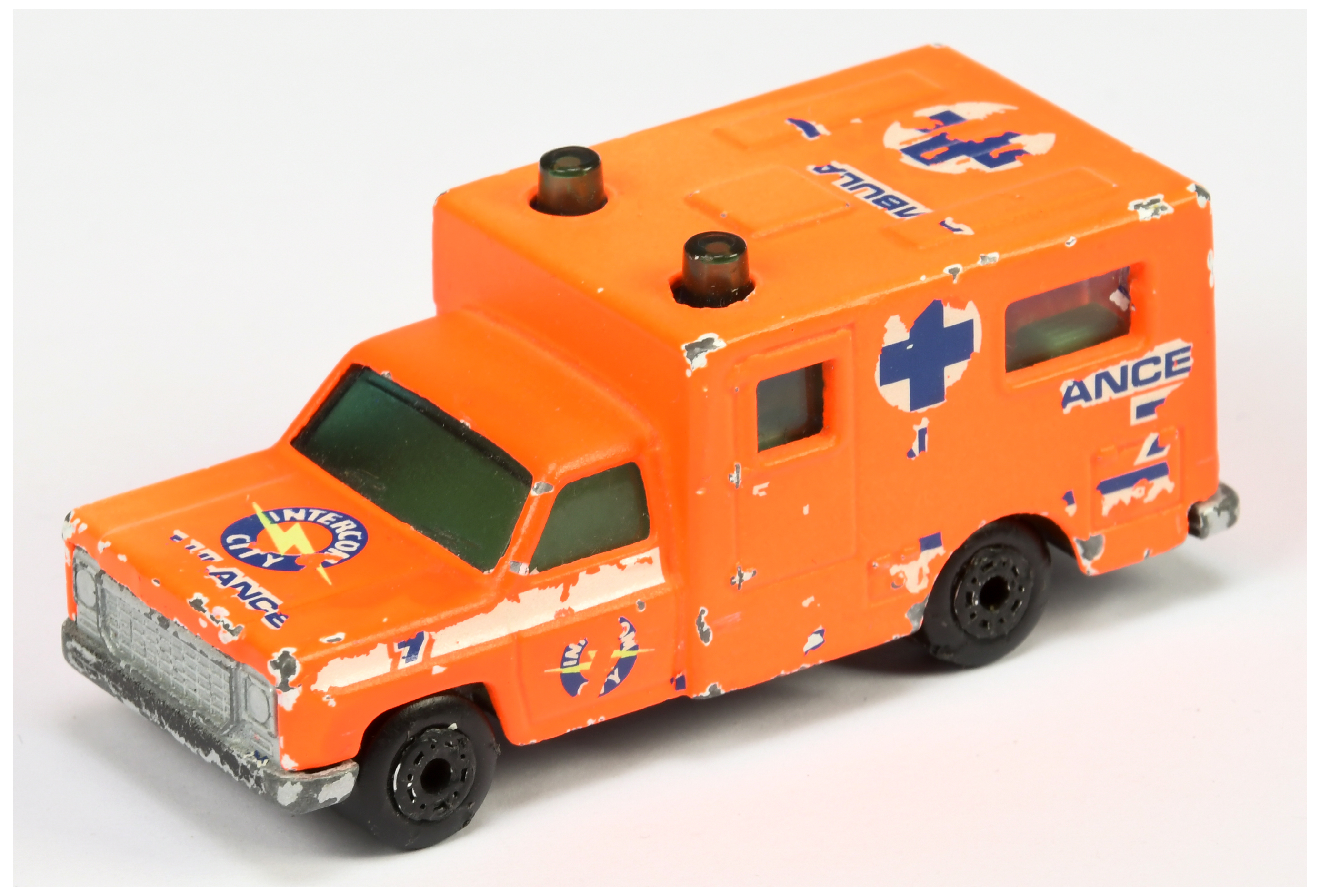 Matchbox Superfast 41e Chevrolet Ambulance Pre-production Trial model - flourescent orange red wi...