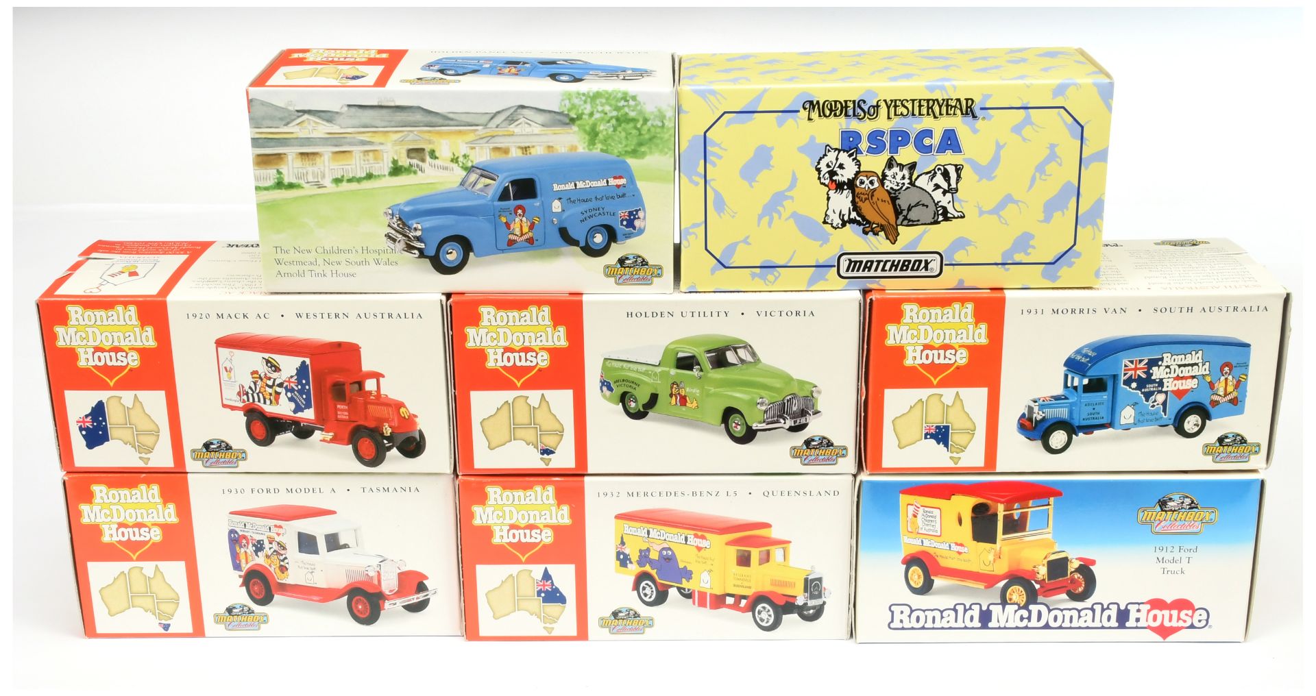 Matchbox Models of Yesteryear a group of Charity Models to include YCH04 Morris Light Van "RSPCA"...