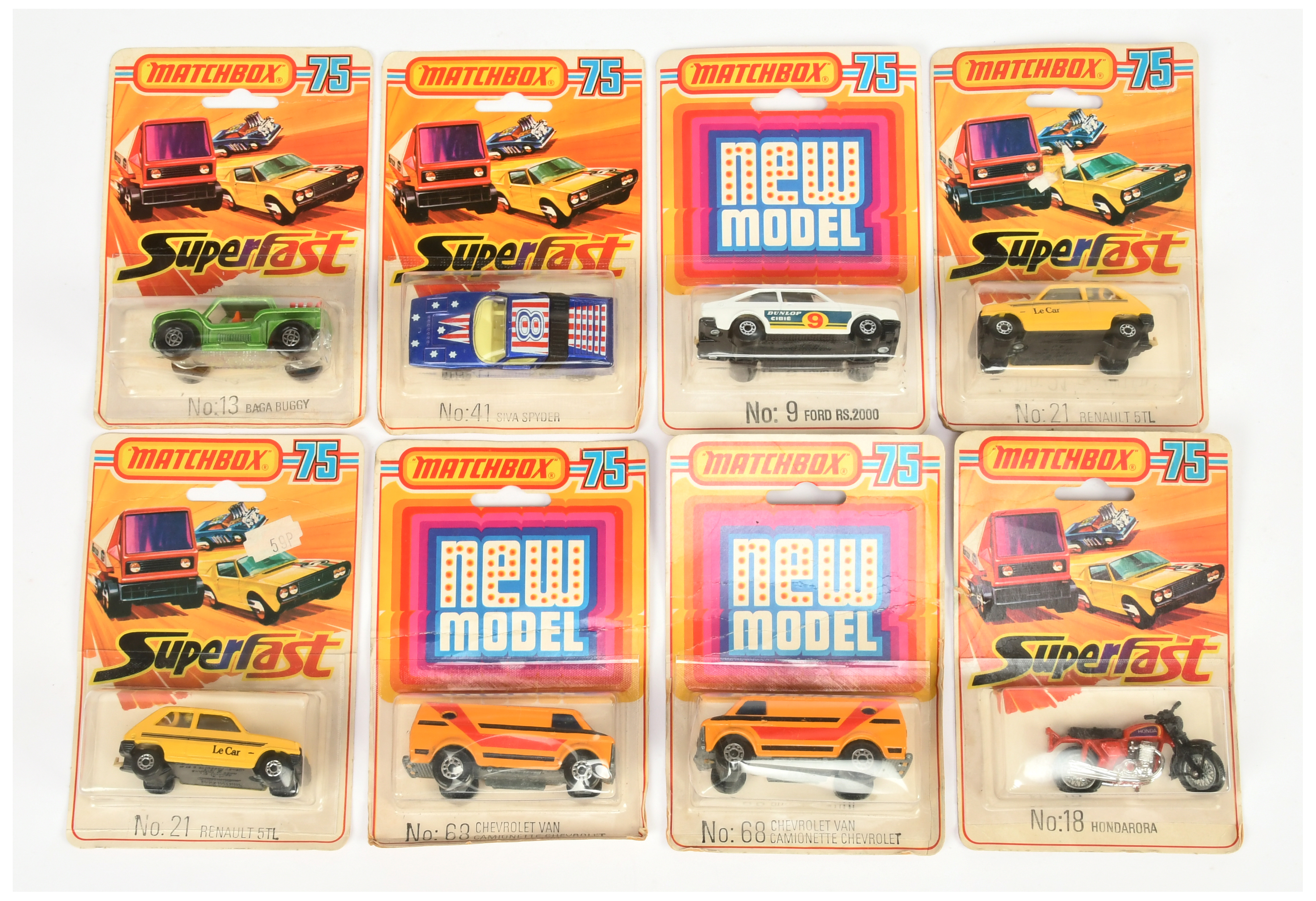 Matchbox Superfast A Group of 8 Blister Card Issues To Include - 9 Ford Escort RS2000, 18 Hondaro...