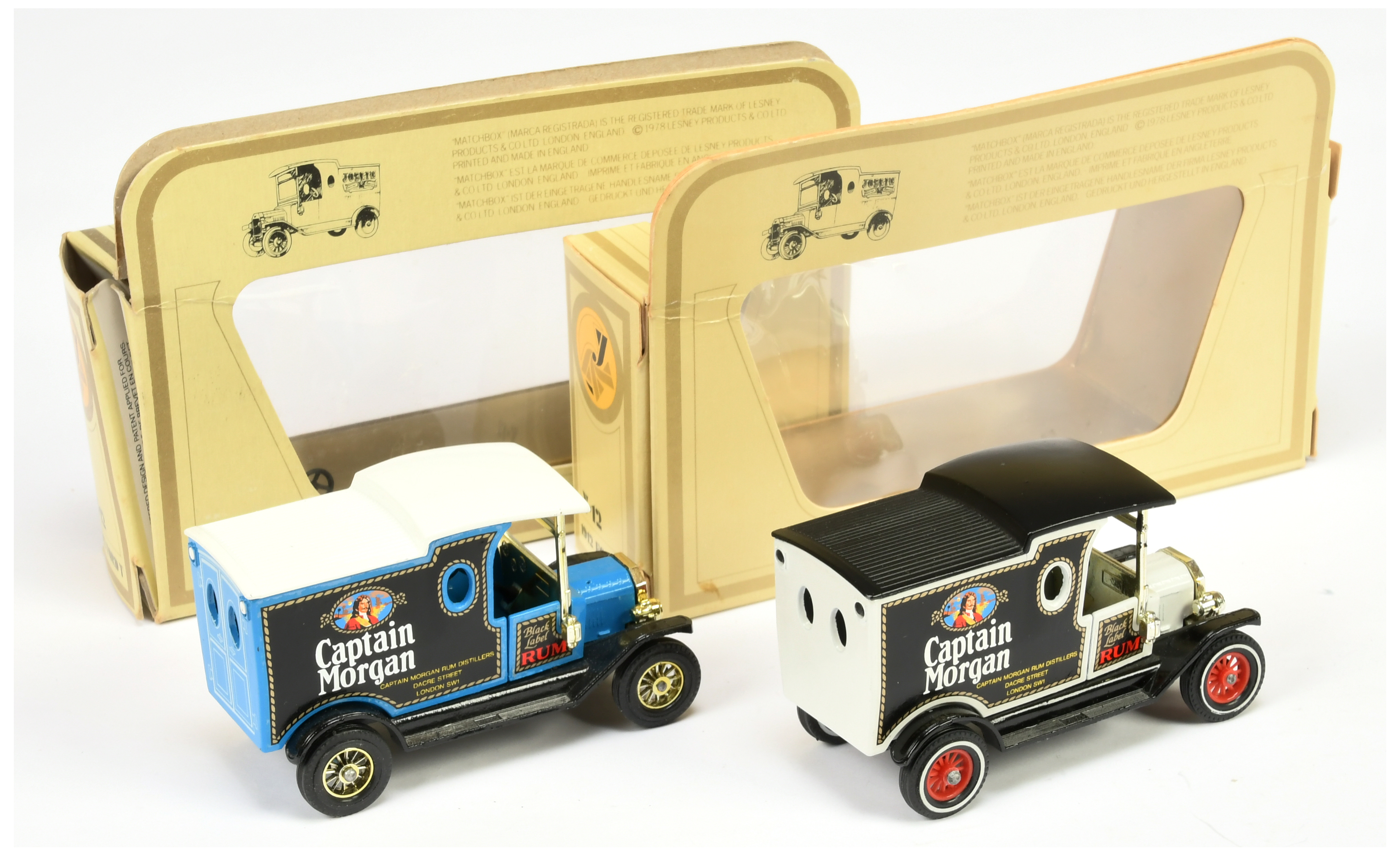 Matchbox Models of Yesteryear Y12 1912 Ford Model T Van "Captain Morgan" - colour trial pair - Image 2 of 2