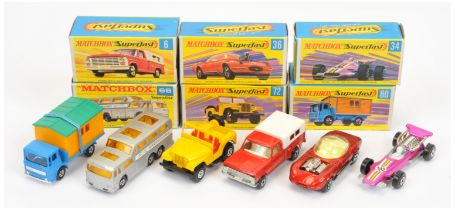 Matchbox Superfast Group Of 6 - 6a Ford Pick-Up Truck, - Red, grey base and white plastic back 34...