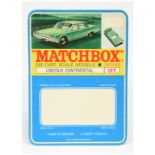 Matchbox Regular Wheels 31c Lincoln Continental un-punched printers sample blister pack backing c...