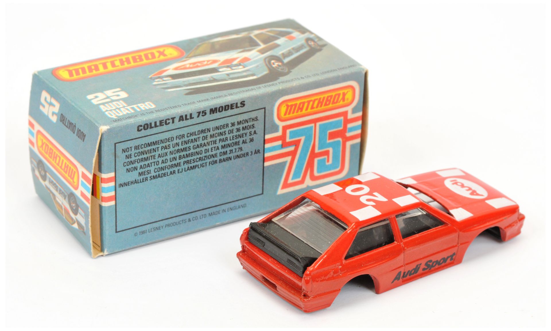 Matchbox Superfast 25d Audi Quattro - Made in Brazil Model - red body with white racing number 20... - Bild 2 aus 3
