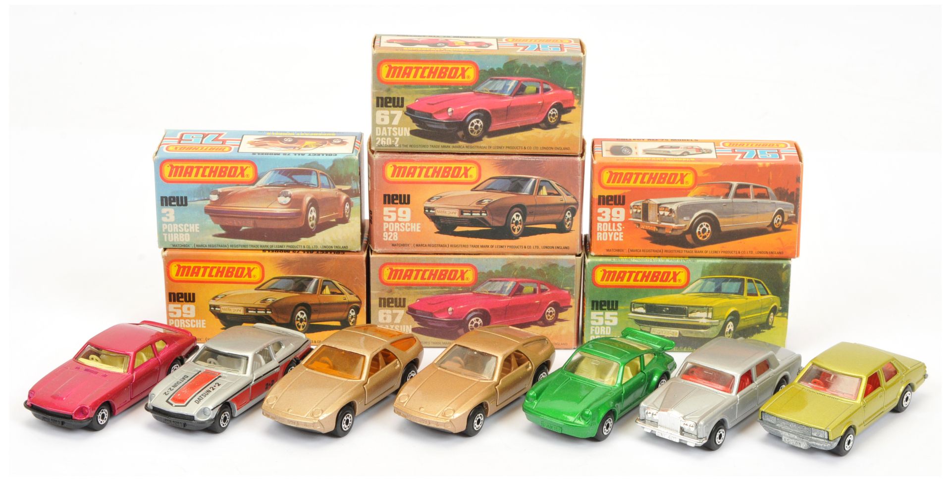 Matchbox Superfast Group Of 7 To Include  - 3c Porsche 911 - green, 39b Rolls Royce - Silver, red...