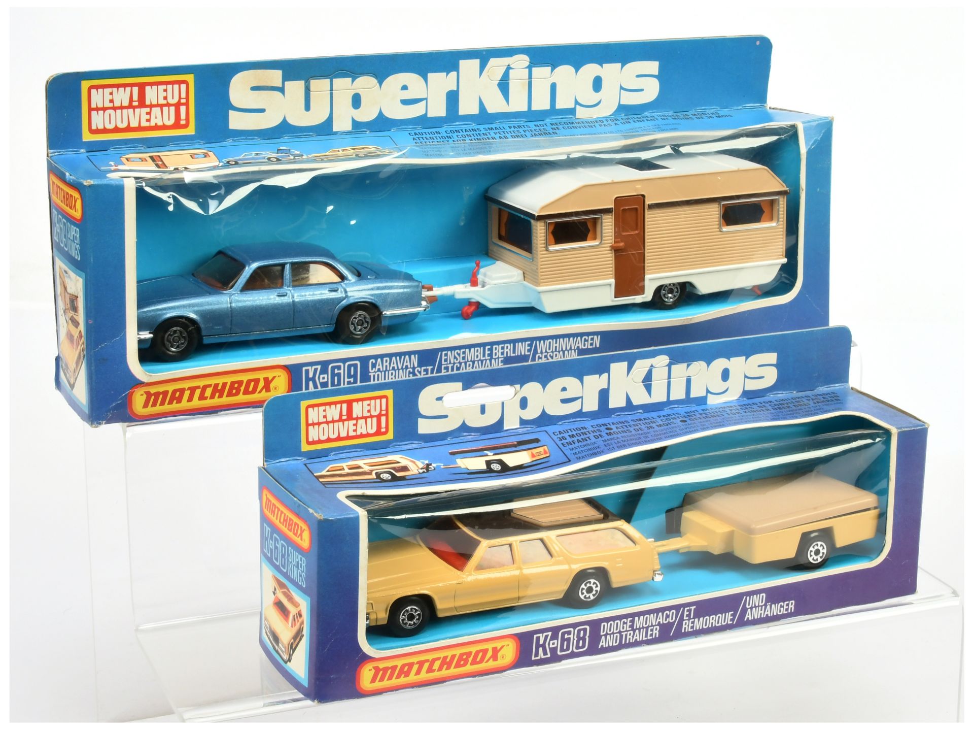 Matchbox Superkings  A Pair To Include (1) K68 Dodge Monaco And Trailer Set - Deep Craem and brow...