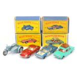 Matchbox Regular Wheels group (1) 32b Jaguar E-type - metallic red, clear windows, wire wheels wi...