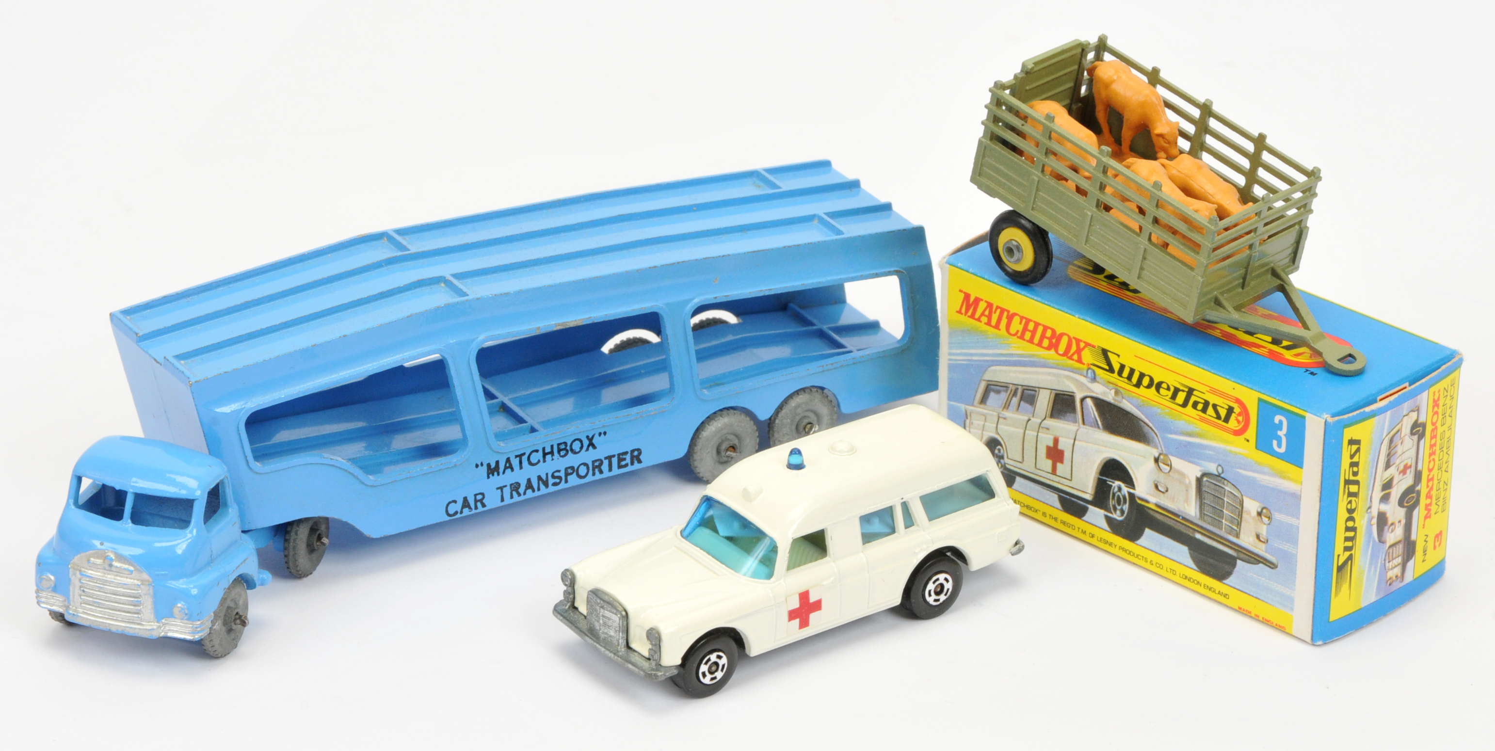 Matchbox mixed group (1) Superfast 3a Mercedes Benz Binz Ambulance - off-white body with red cros...
