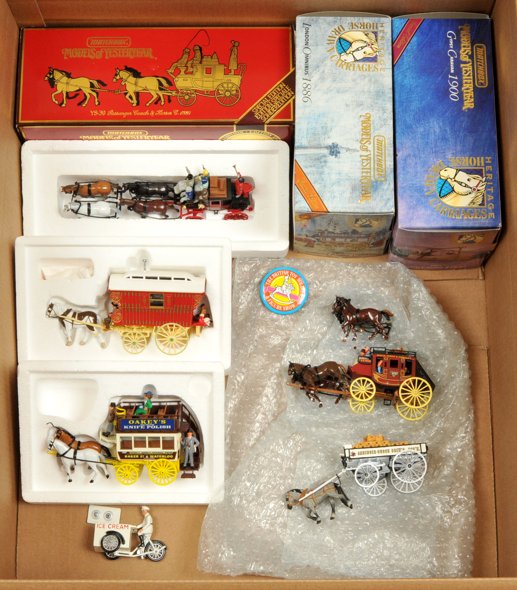 Matchbox Models of Yesteryear group to include Heritage Horsedrawn Carriages (1) Gypsy Caravan 19...