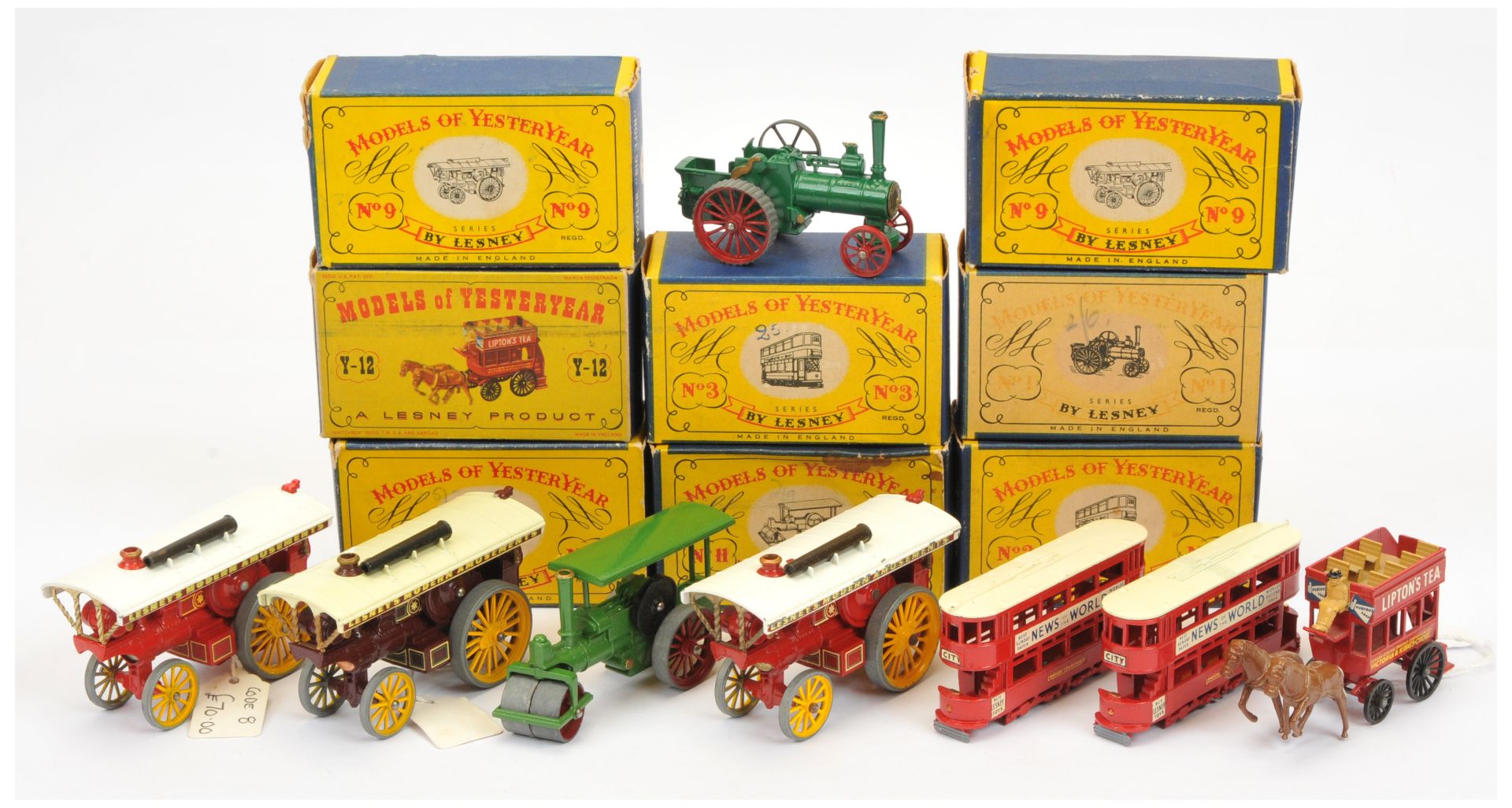 Matchbox Models Of Yesteryear Group 8 To Include - Y1 Allchin Traction engine - Green, 3 X Y9 Fow...