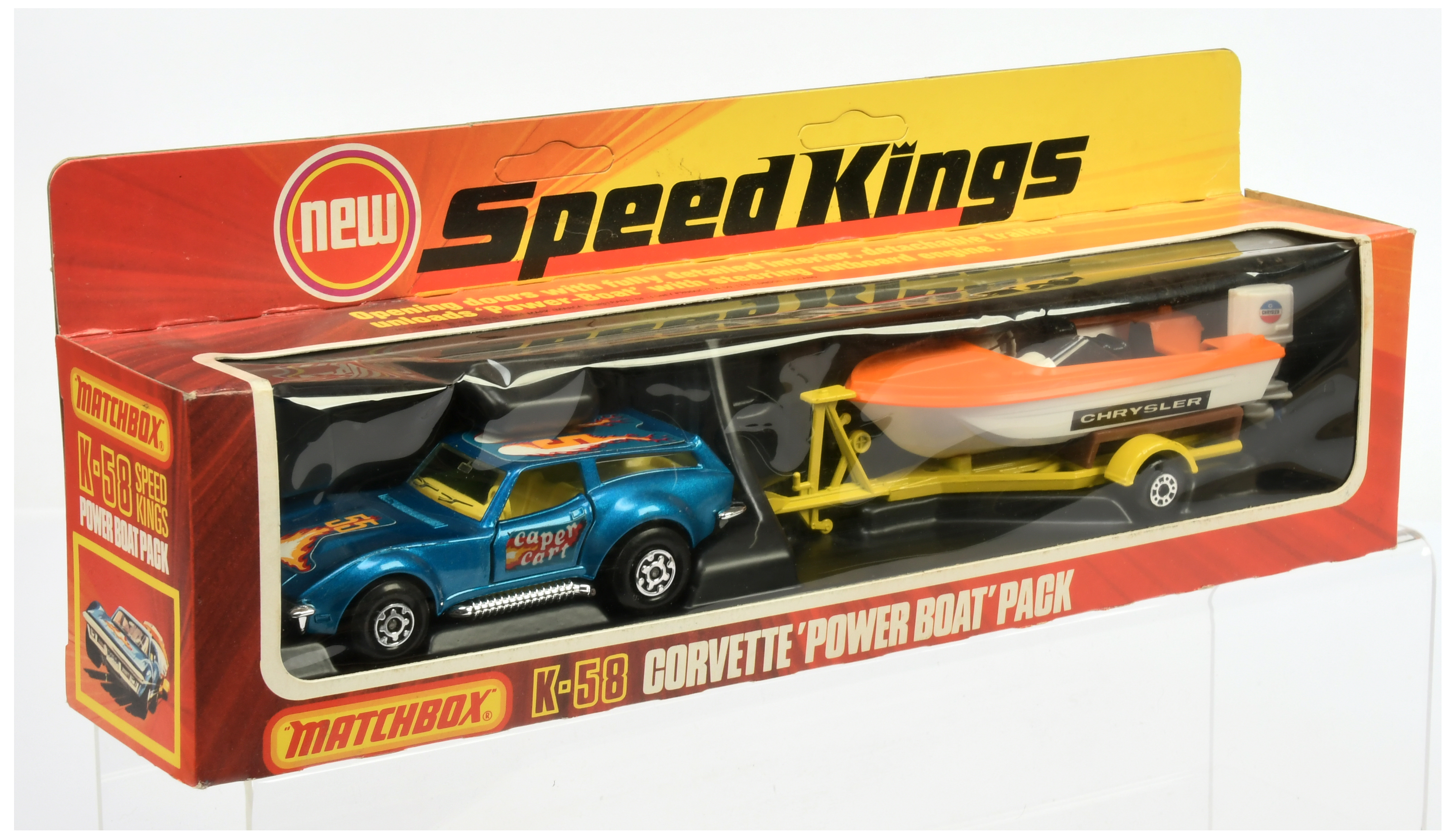 Matchbox Speedkings K58 Corvette Power Boat Set - To Include Corvette "Caper Cart" and "Chrysler"...