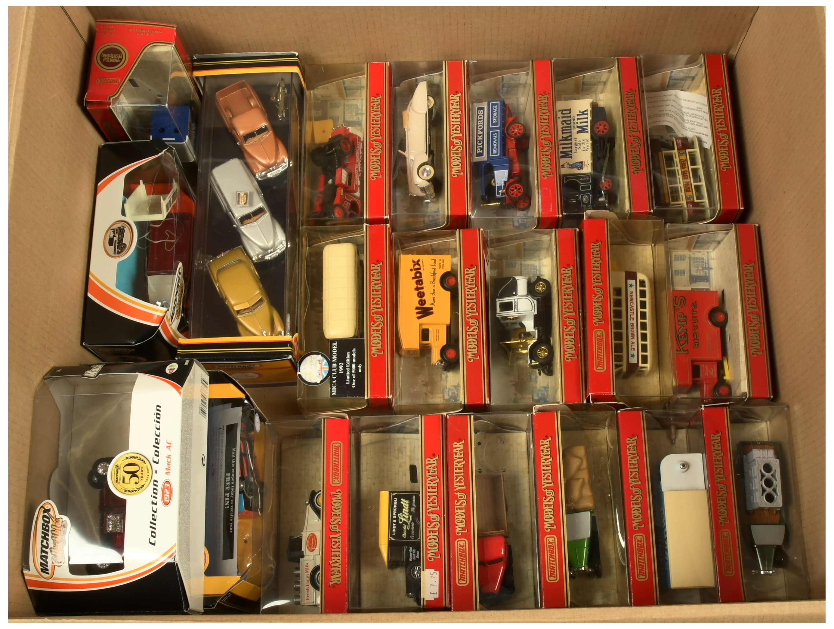 Matchbox Models of Yesteryear a mixed group of later issue models in plastic display boxes to inc...