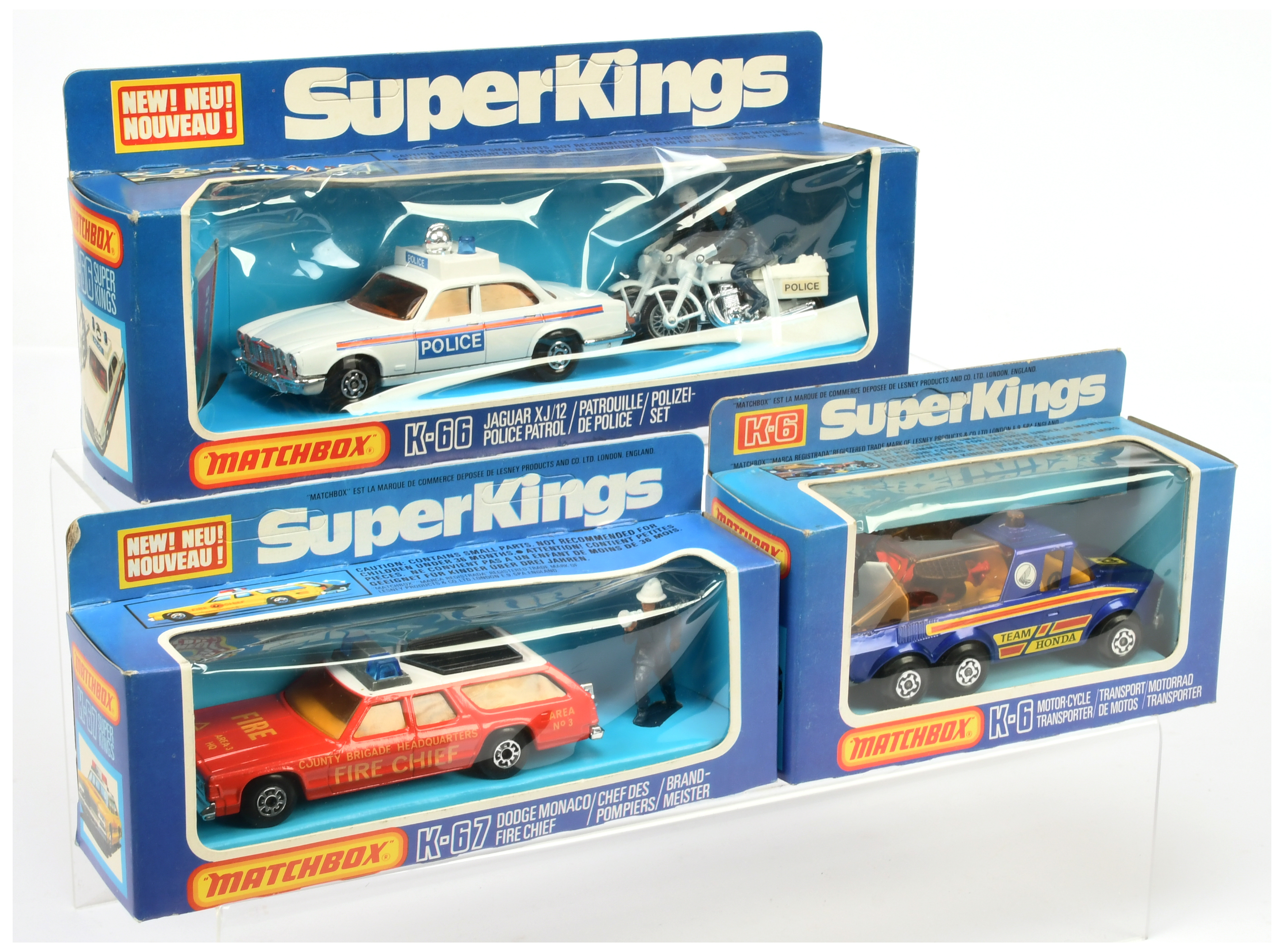 Matchbox Superkings  A Group 3 To Include (1) K6 Motorcycle transporter - Blue  with Hondarora Mo...
