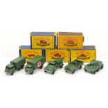 Matchbox Regular Wheels group of Military Vehicles - all with black plastic wheels (1) 12b Land R...