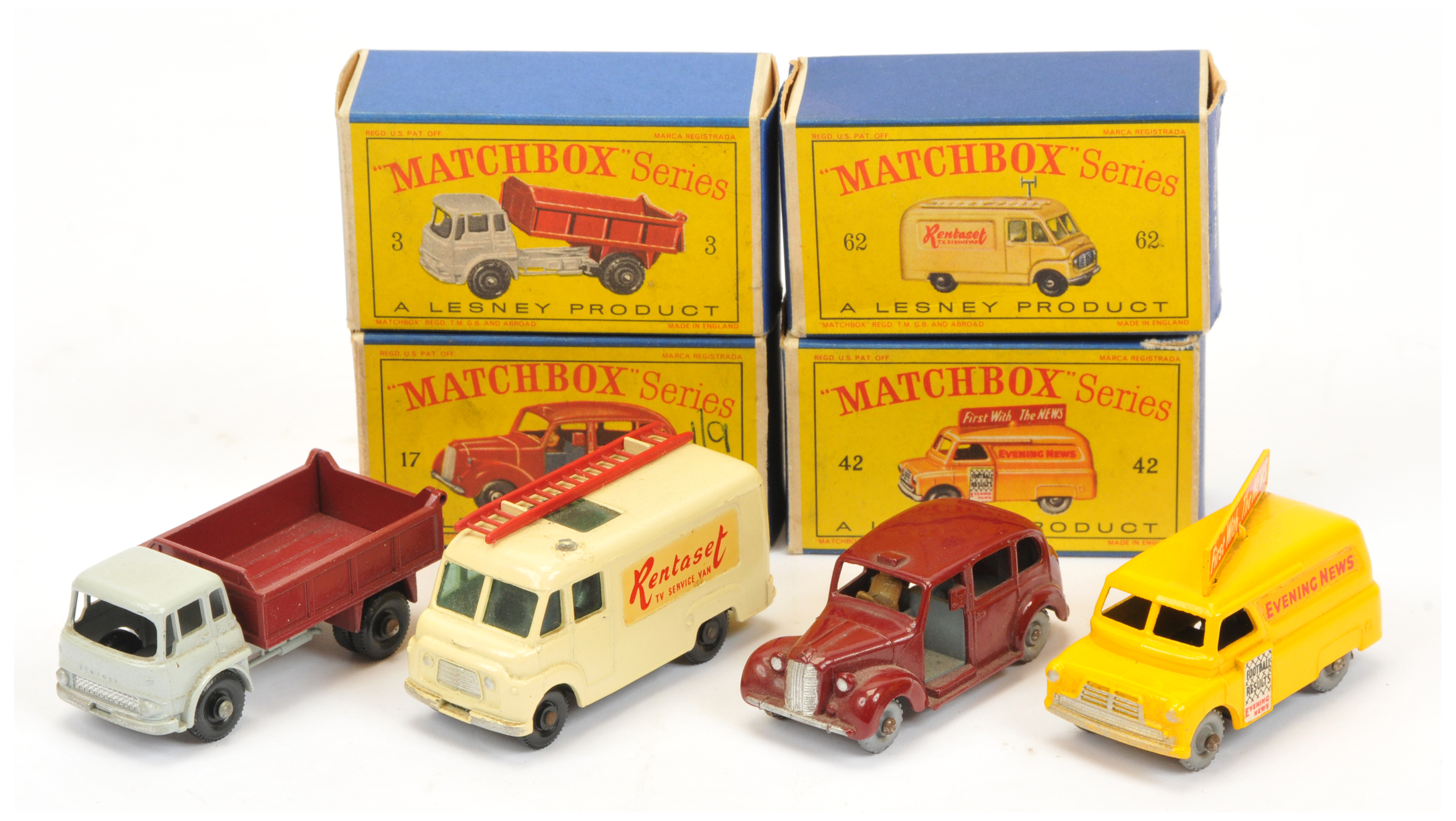 Matchbox Regular Wheels group (1) 3b Bedford TK Tipper - light grey cab and chassis, maroon back,...