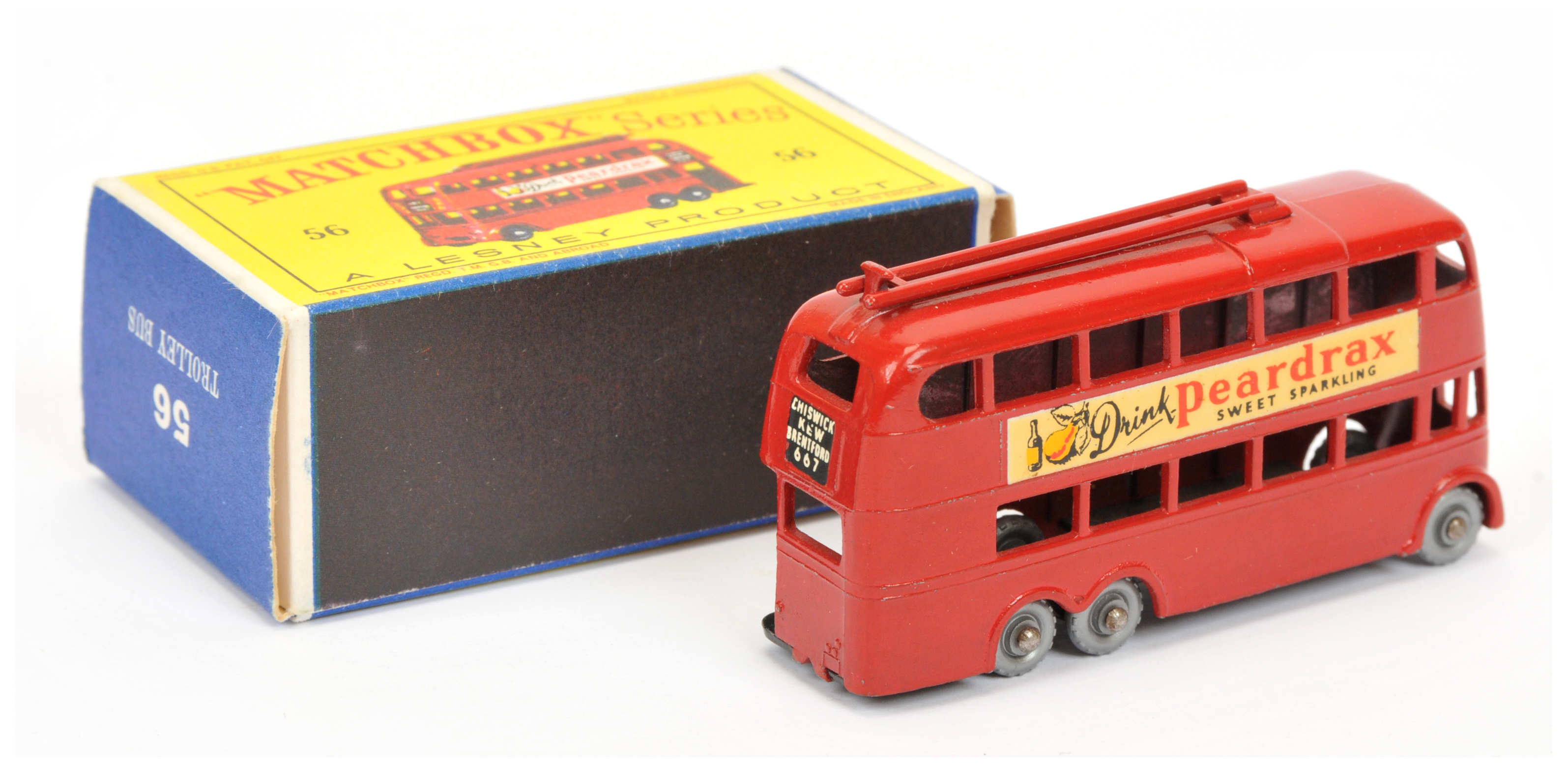 Matchbox Regular Wheels 56a London Trolleybus - Stannard Code 6 - red body with criss-cross roof ... - Image 2 of 2