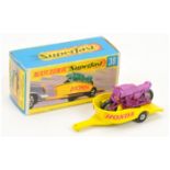 Matchbox Superfast 38a Honda Motorcycle & Trailer - metallic purple motorcycle, lemon yellow trai...