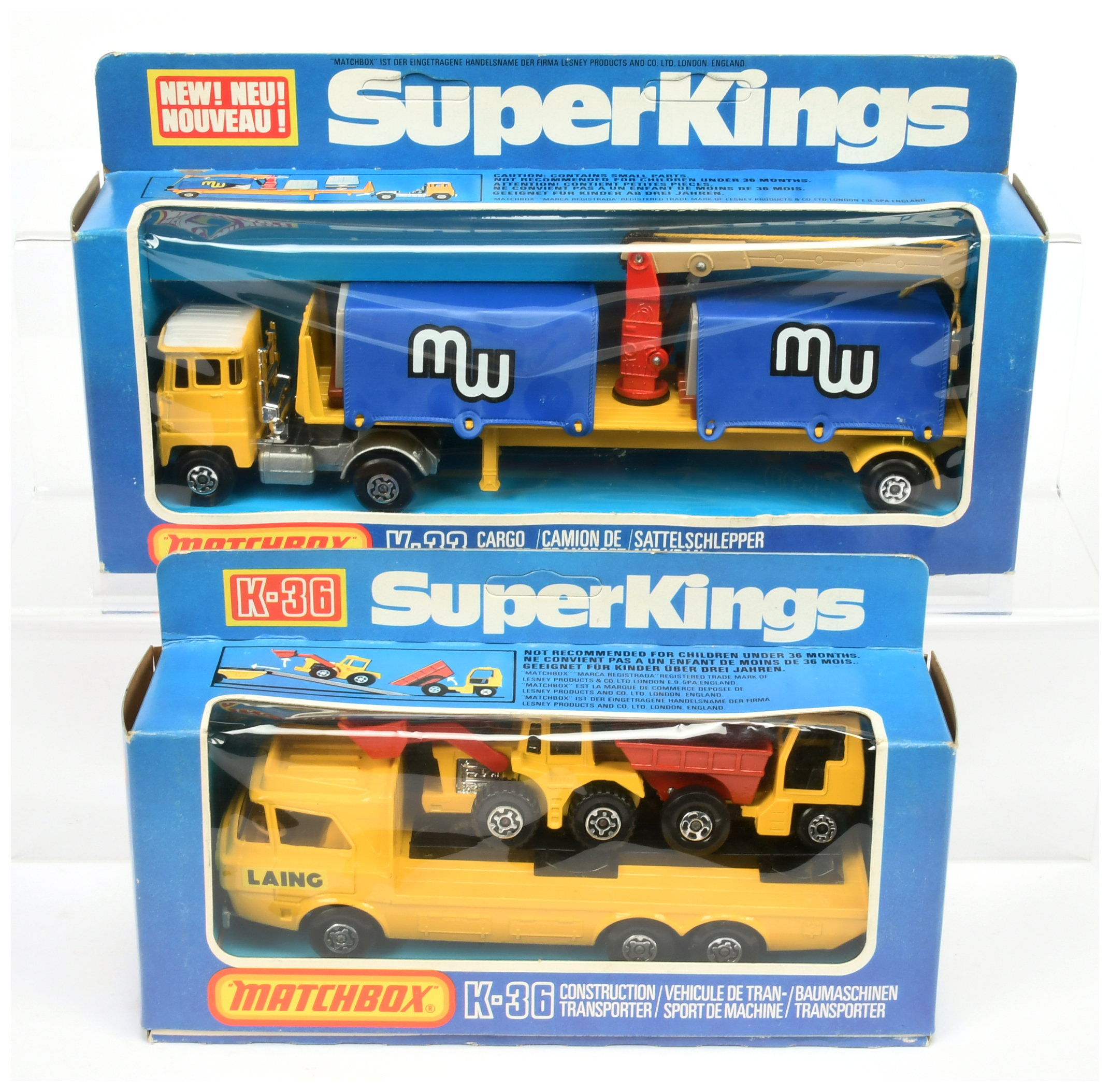 Matchbox Superkings  A Pair To Include (1) K33 Scammell Truck And Trailer - Yellow and white with...