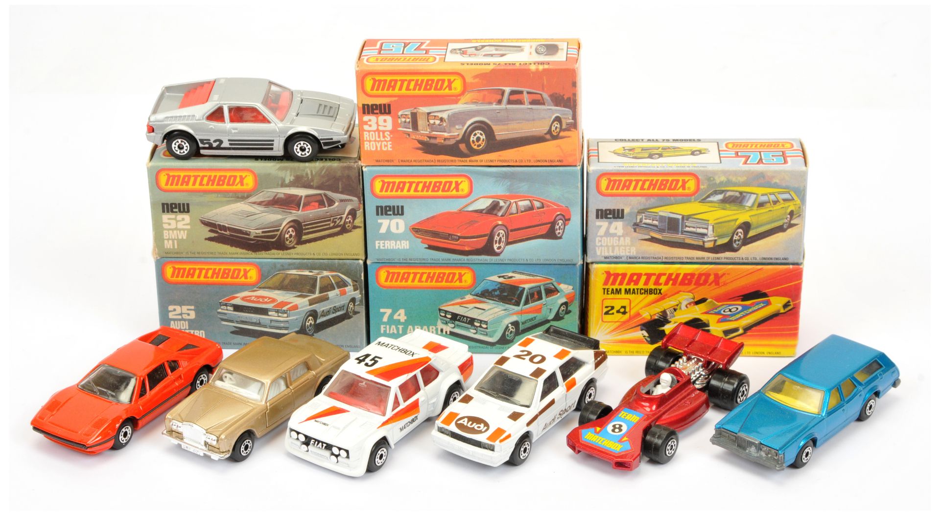 Matchbox Superfast Group Of 7 To Include  - 24b "Team Matchbox" Racing Car - Metallic Red, 52c BM...