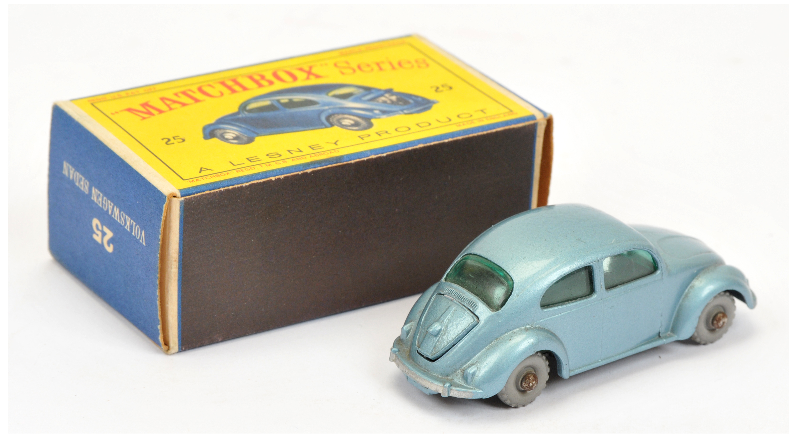 Matchbox Regular Wheels 25b Volkswagen Beetle - Stannard Code 4 - metallic silver-blue body with ... - Image 2 of 2