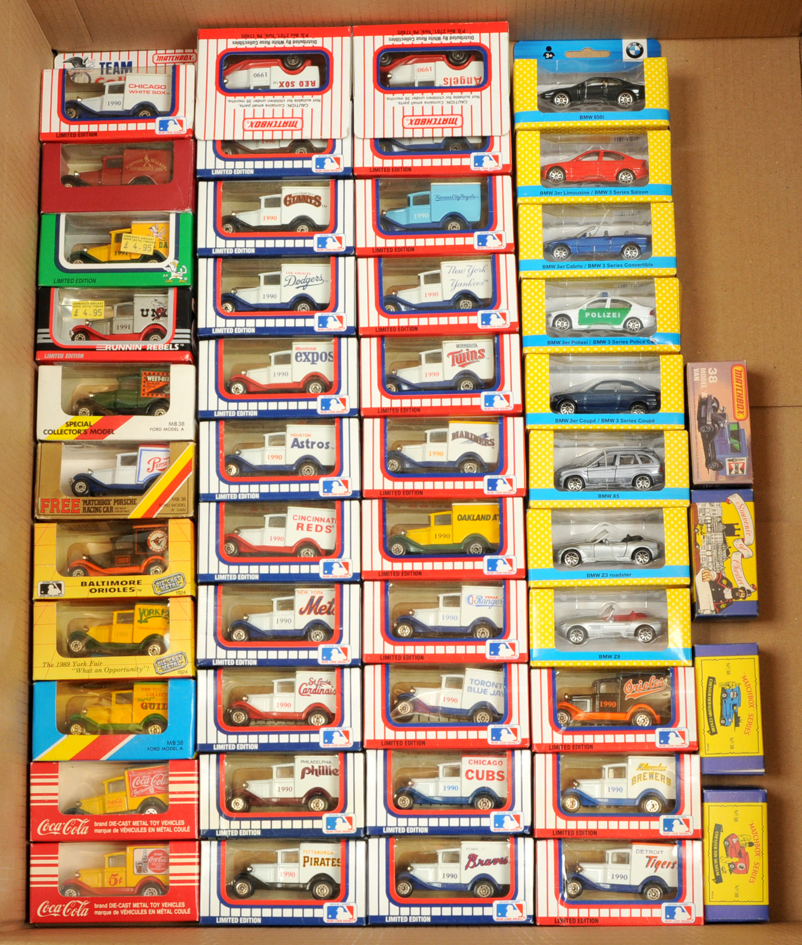 Matchbox Superfast Group of MB38 Ford Model A Vans Including "Coca-Cola"; "Weetbix"; multiple Tea...