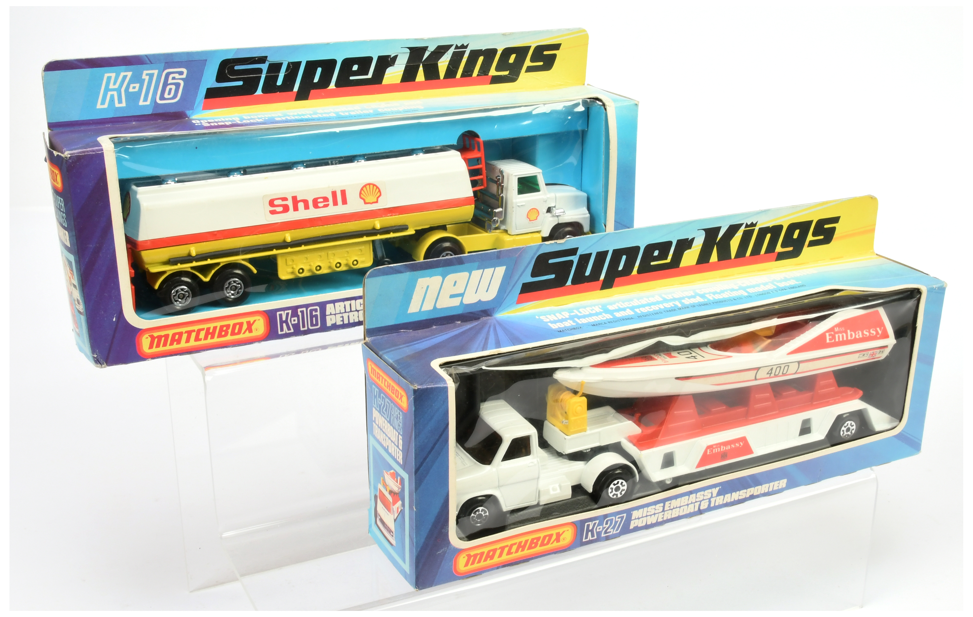 Matchbox Superkings  A Pair - (1) K16 Ford  Articulated Tanker "Shell" - Yellow, white and red an...