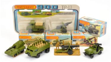 Matchbox Superfast Military Group Of 5 To Include - TP13 Twin Pack - Mercedes Unimog and Field Gu...