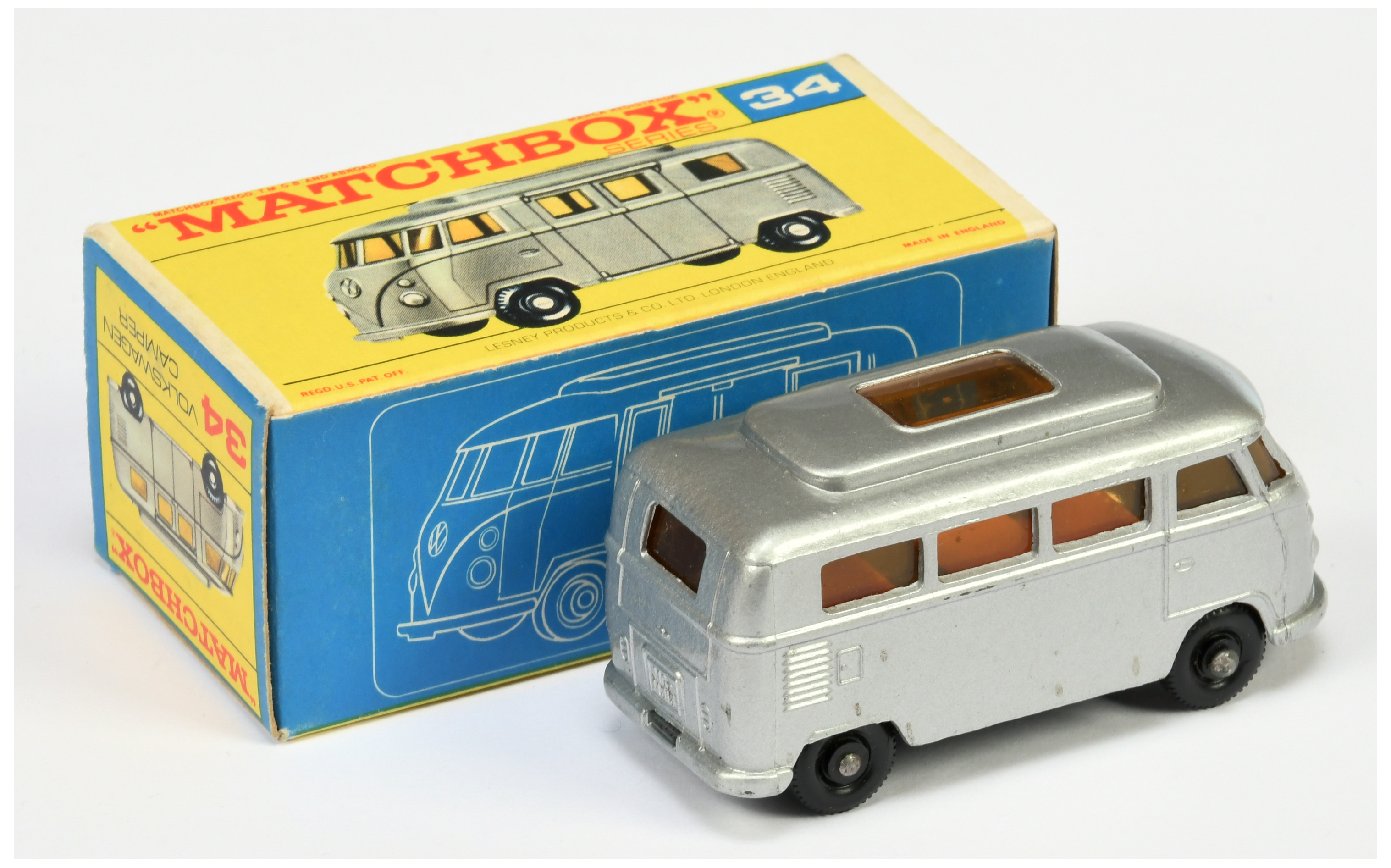 Matchbox Regular Wheels 34c Volkswagen Transporter Camper Van - metallic silver - Image 2 of 2