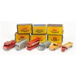 Matchbox Regular Wheels group to include 9 Merryweather Fire Engine - grey plastic wheels; 10b Sc...