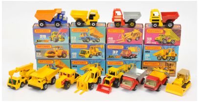 Matchbox Superfast A Group Of 12 Construction Related To Include - 64d Caterpillar Bulldozer - Ye...