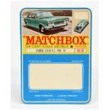 Matchbox Regular Wheels 53c Ford Zodiac MKIV un-punched printers sample blister pack backing card...