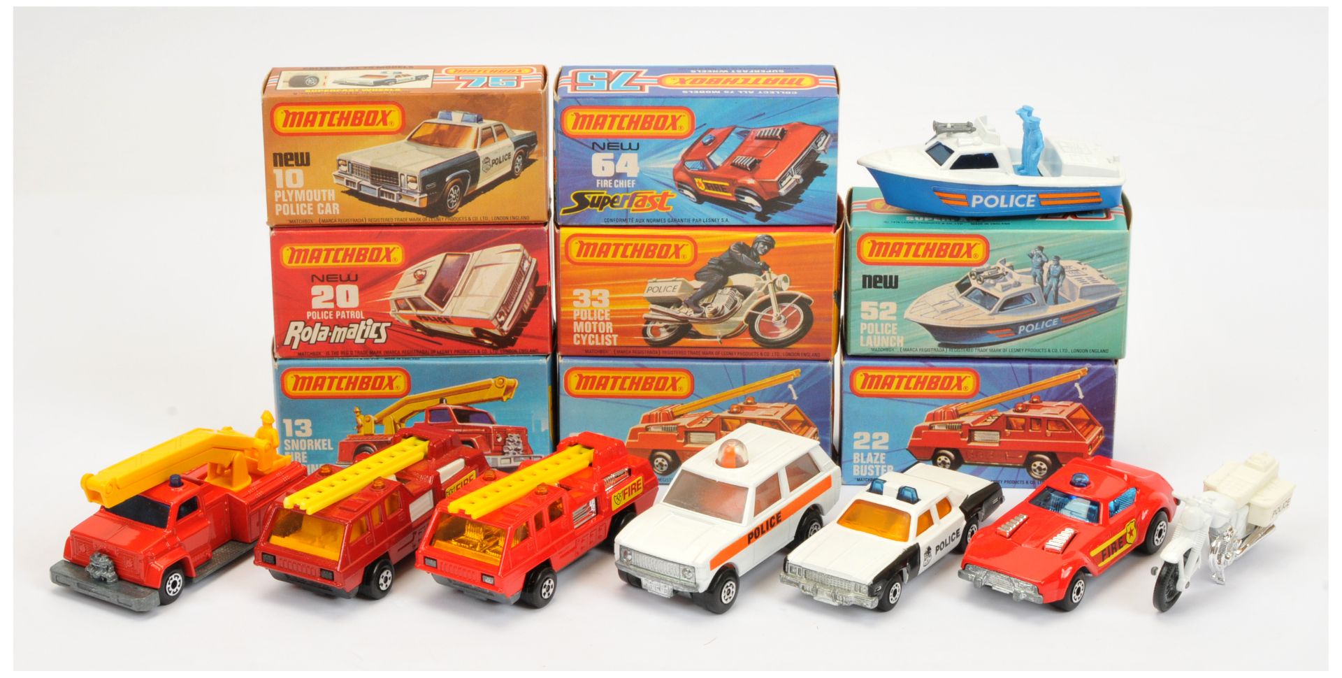 Matchbox Superfast Group Of 8 Emergency Vehicles To Include - 22 Blaze Buster - Red another but d...