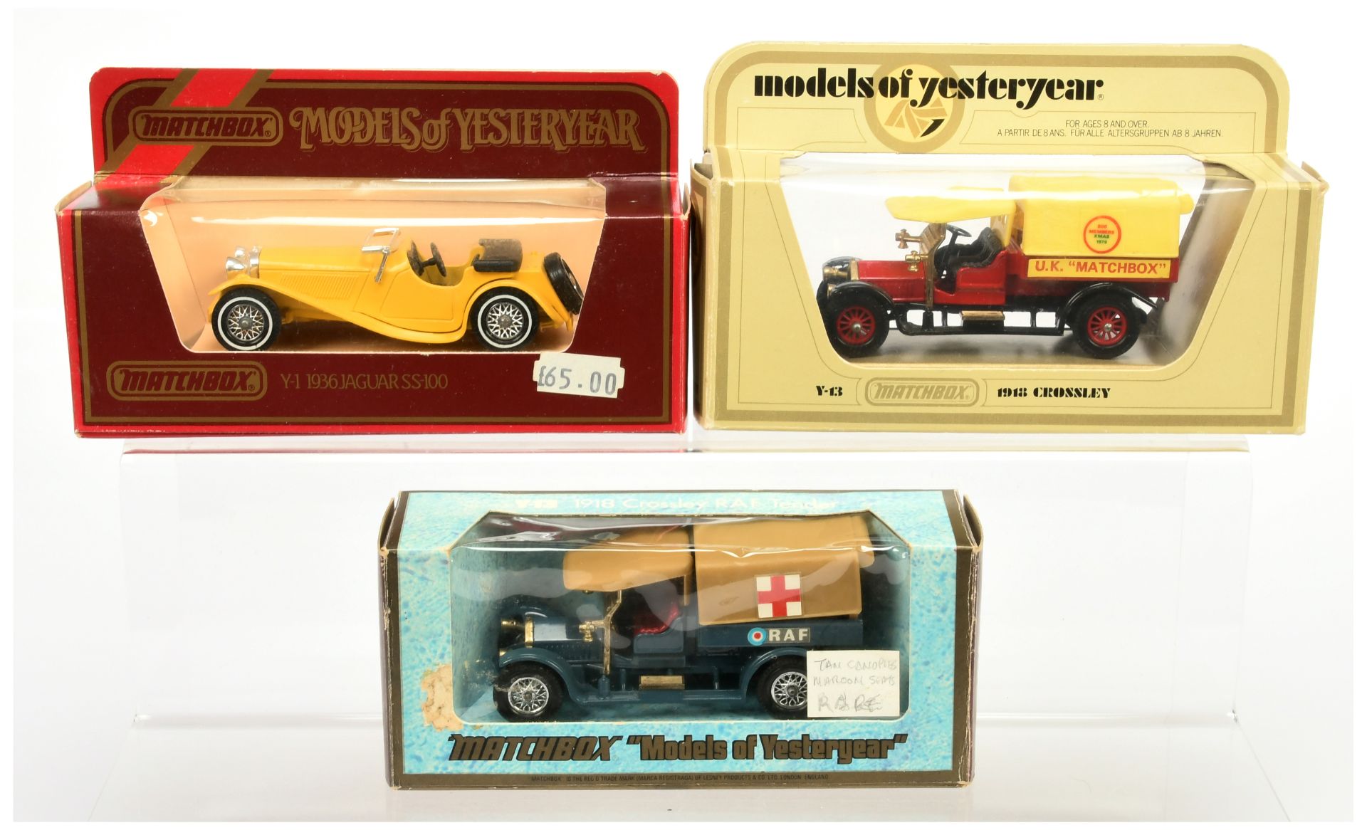 Matchbox Models of Yesteryear, a group of harder to find models (1) Y13 1918 Crossley - UK Matchb...