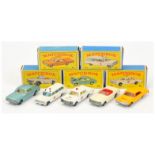 Matchbox Regular Wheels group (1) 20c Chevrolet Impala "Taxi" - orange yellow, red interior (2) 2...