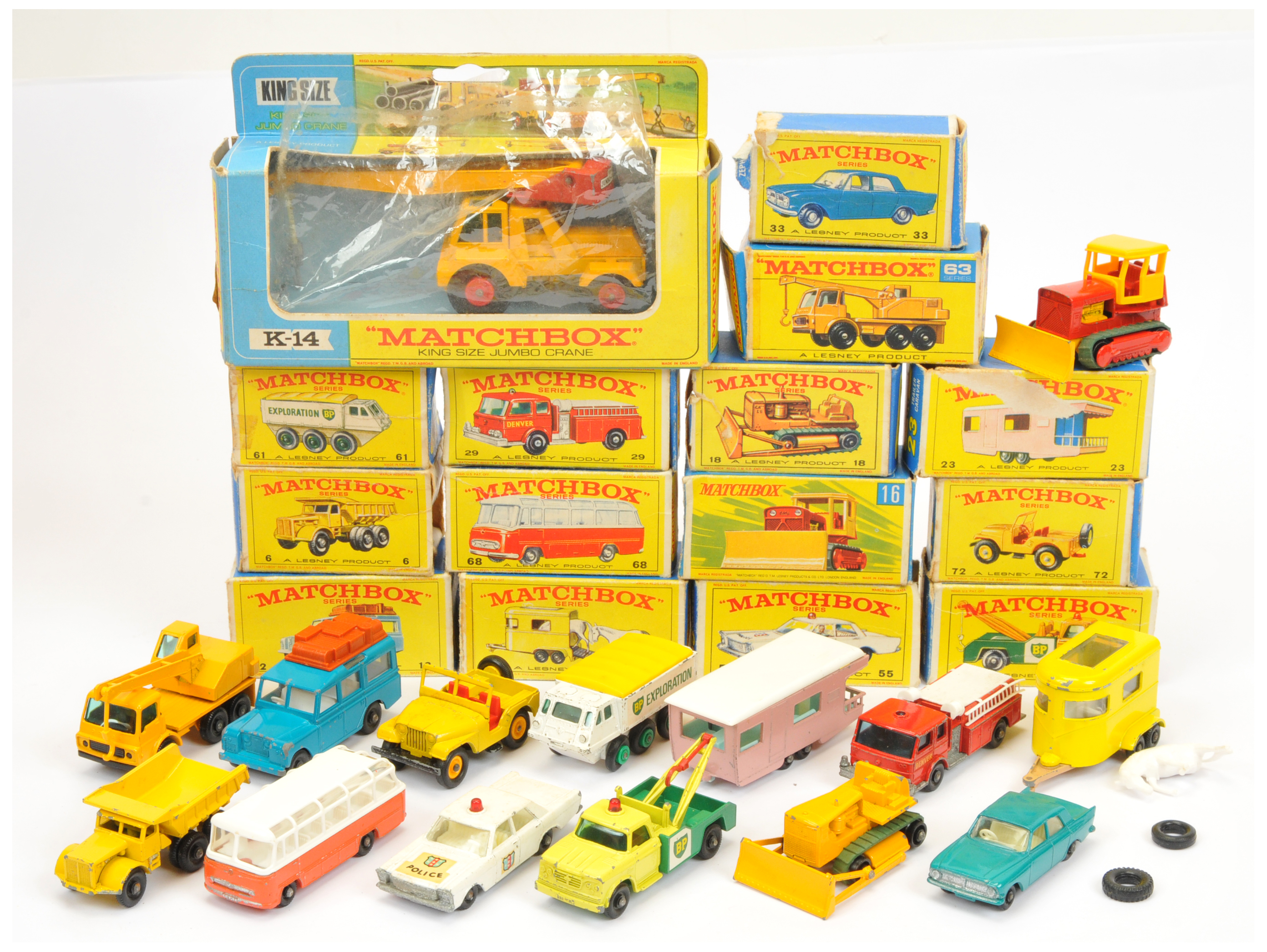 Matchbox Regular Wheels  Group Of 14 To Include - 6c Euclid dumper - Yellow, 12c land Rover safar...