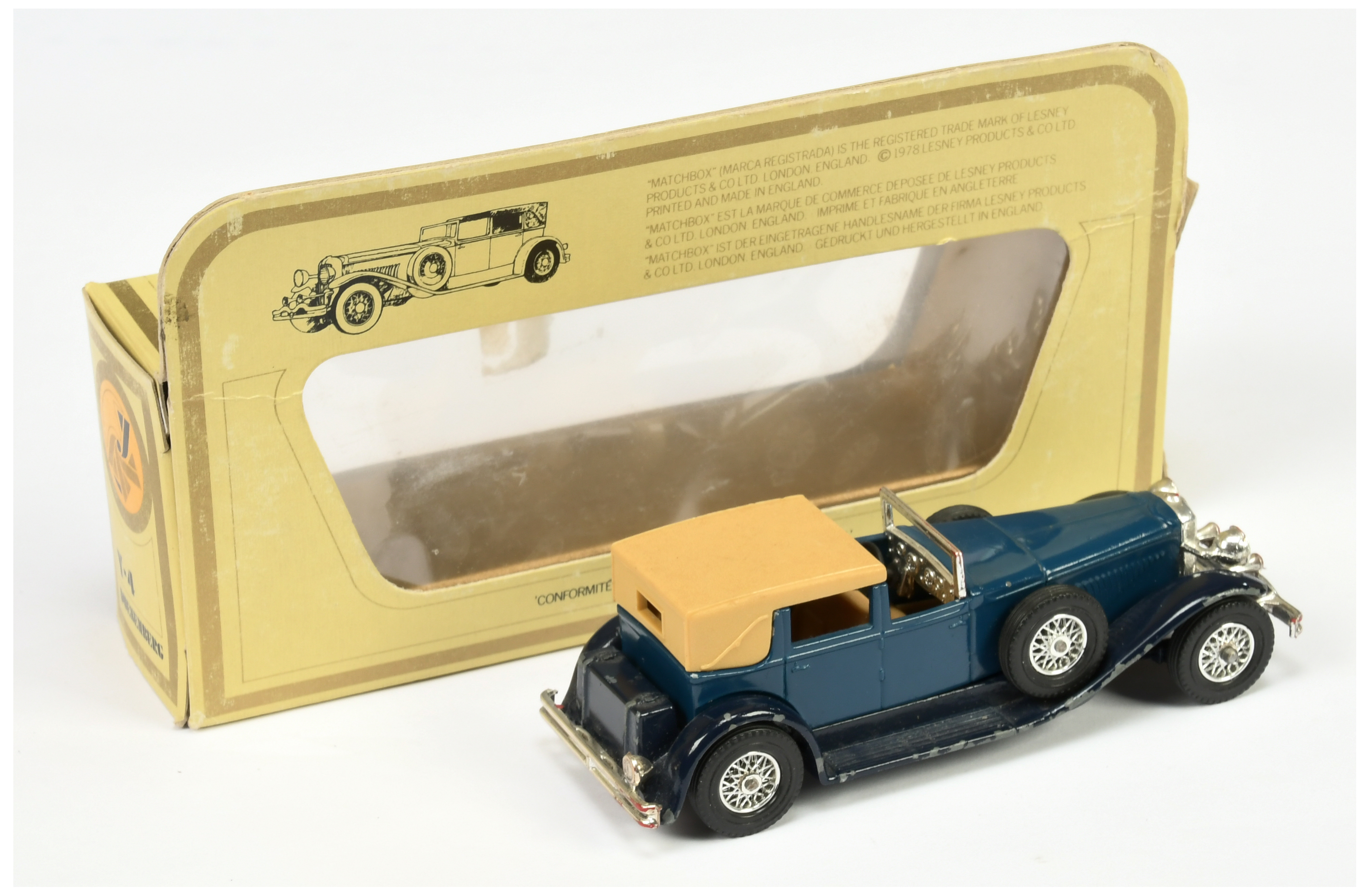 Matchbox Models of Yesteryear Y4 1930 Duesenberg Model J Town Car -  colour trial model - blue bo... - Image 2 of 4