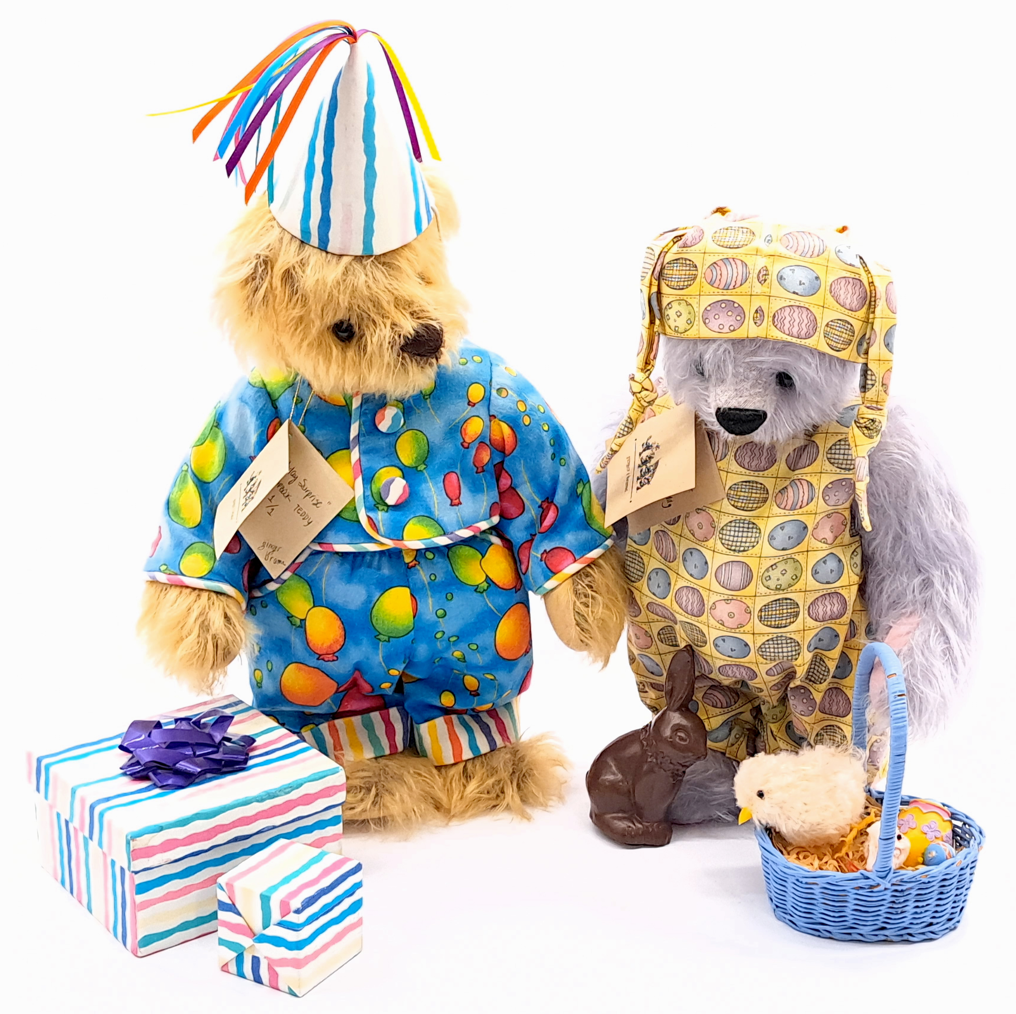 Artist designed teddy bear pair